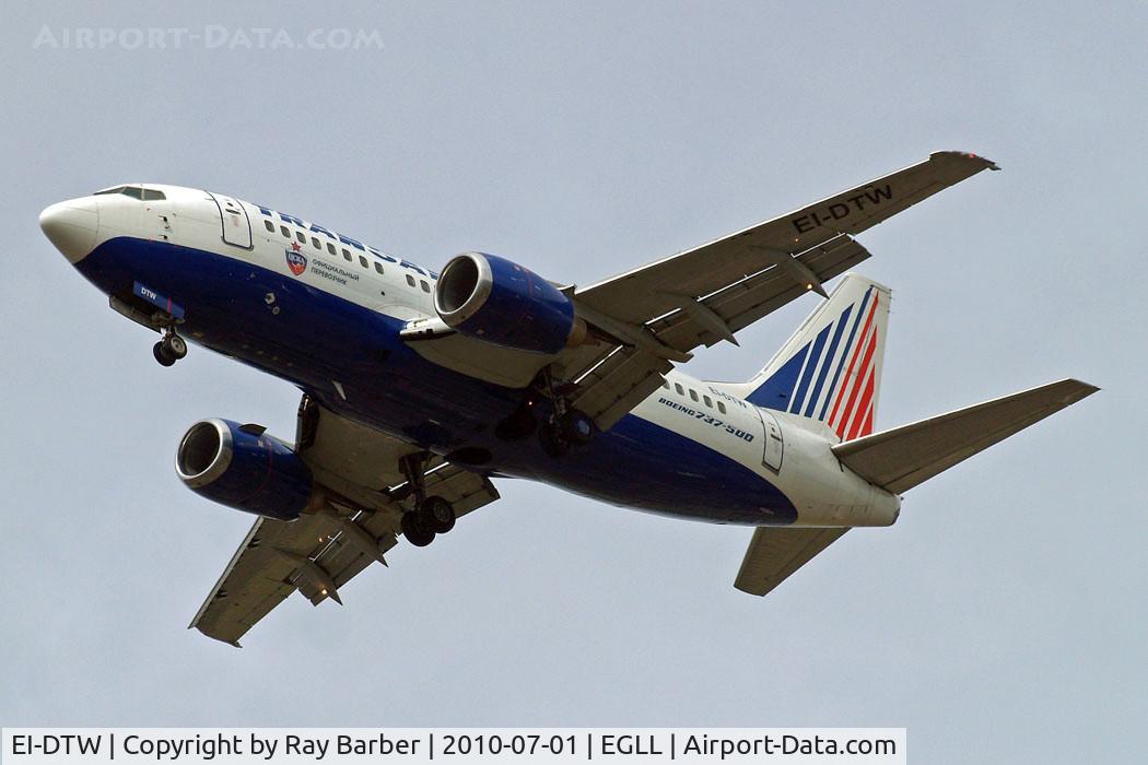 EI-DTW, 1999 Boeing 737-5Y0 C/N 25188, Boeing 737-5Y0 [25188] (Transaero Airlines) Home~G 01/07/2010. On approach 27R.
