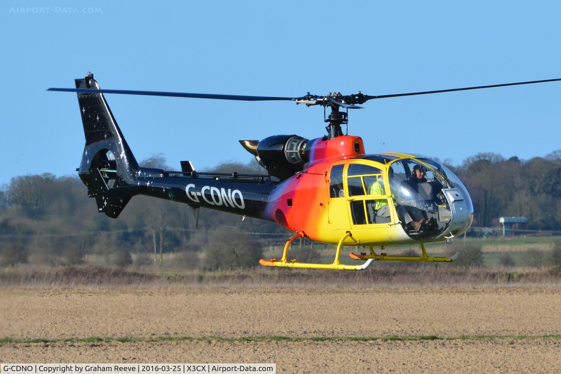 G-CDNO, 1975 Westland SA-341B Gazelle AH1 C/N 1385, About to depart from Northrepps.