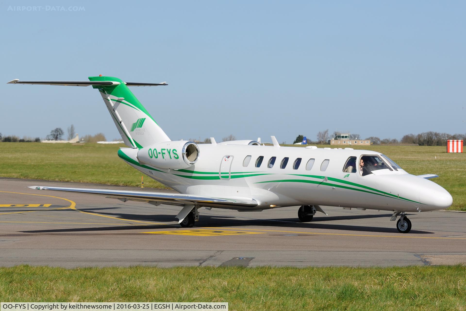 OO-FYS, 2007 Cessna 525B CitationJet CJ3 C/N 525B-0197, Leaving Norwich.