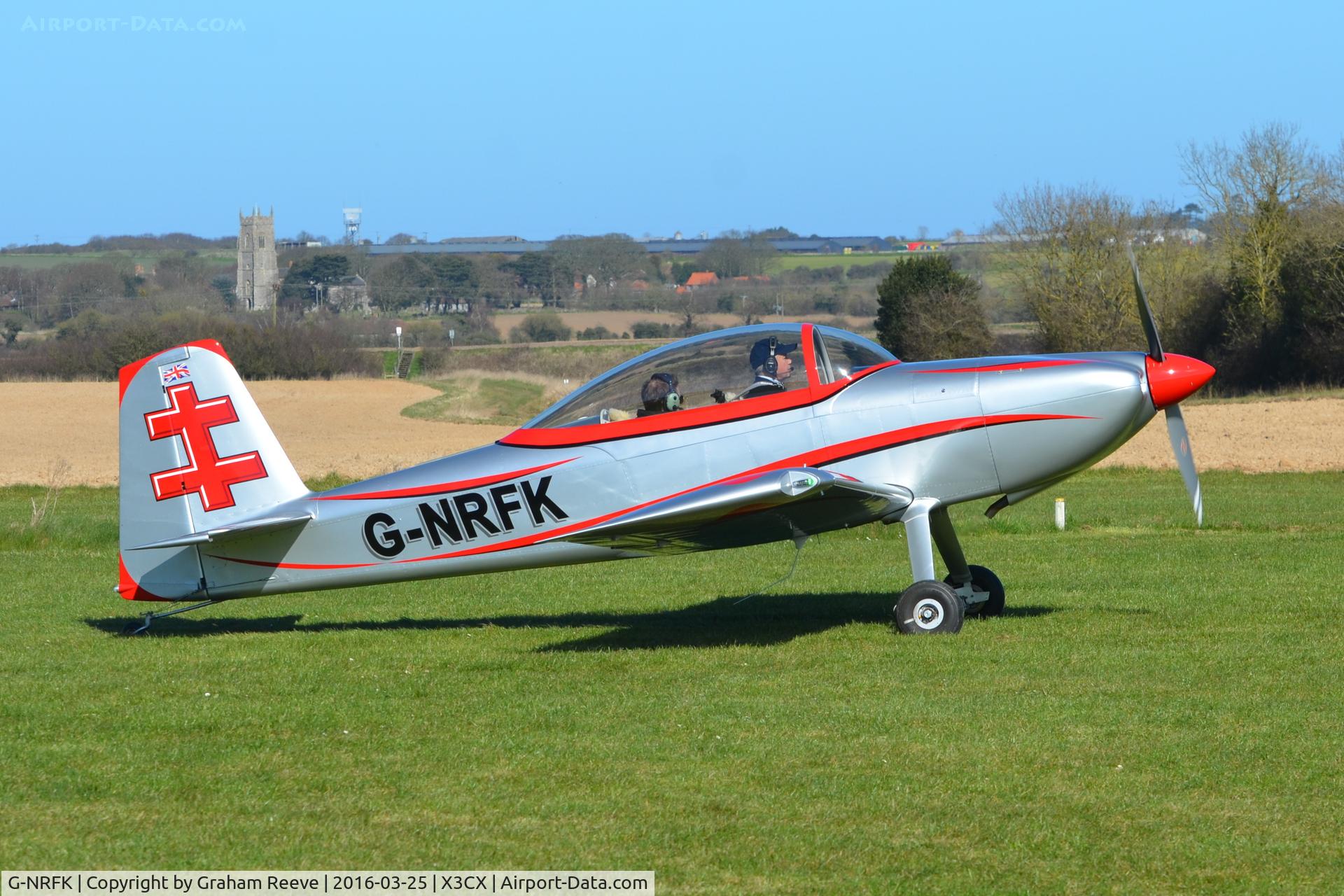 G-NRFK, 2013 Vans RV-8 C/N PFA 303-14135, About to depart from Northrepps.