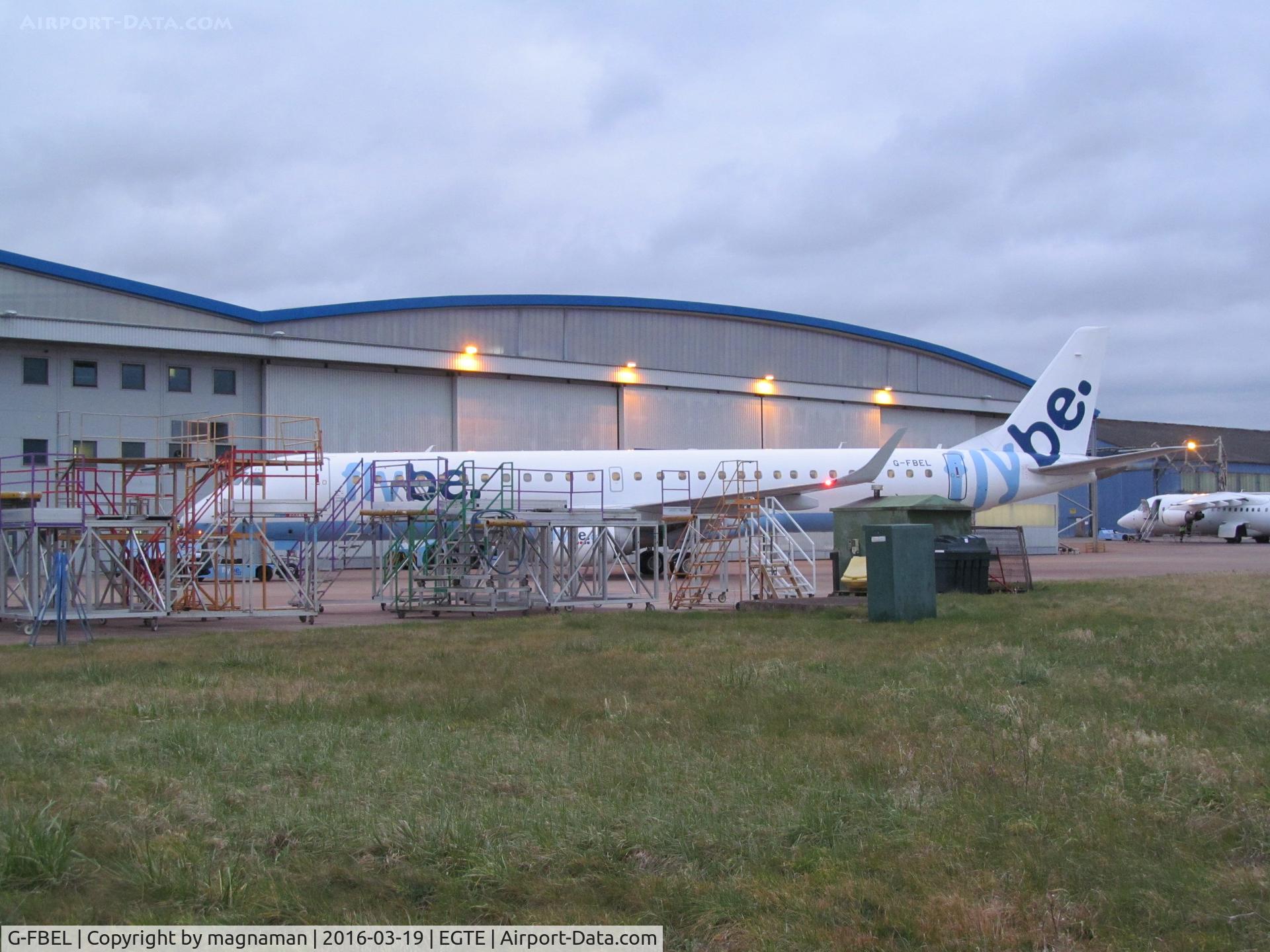 G-FBEL, 2008 Embraer 195LR (ERJ-190-200LR) C/N 19000184, Outside Fly Be maintenance