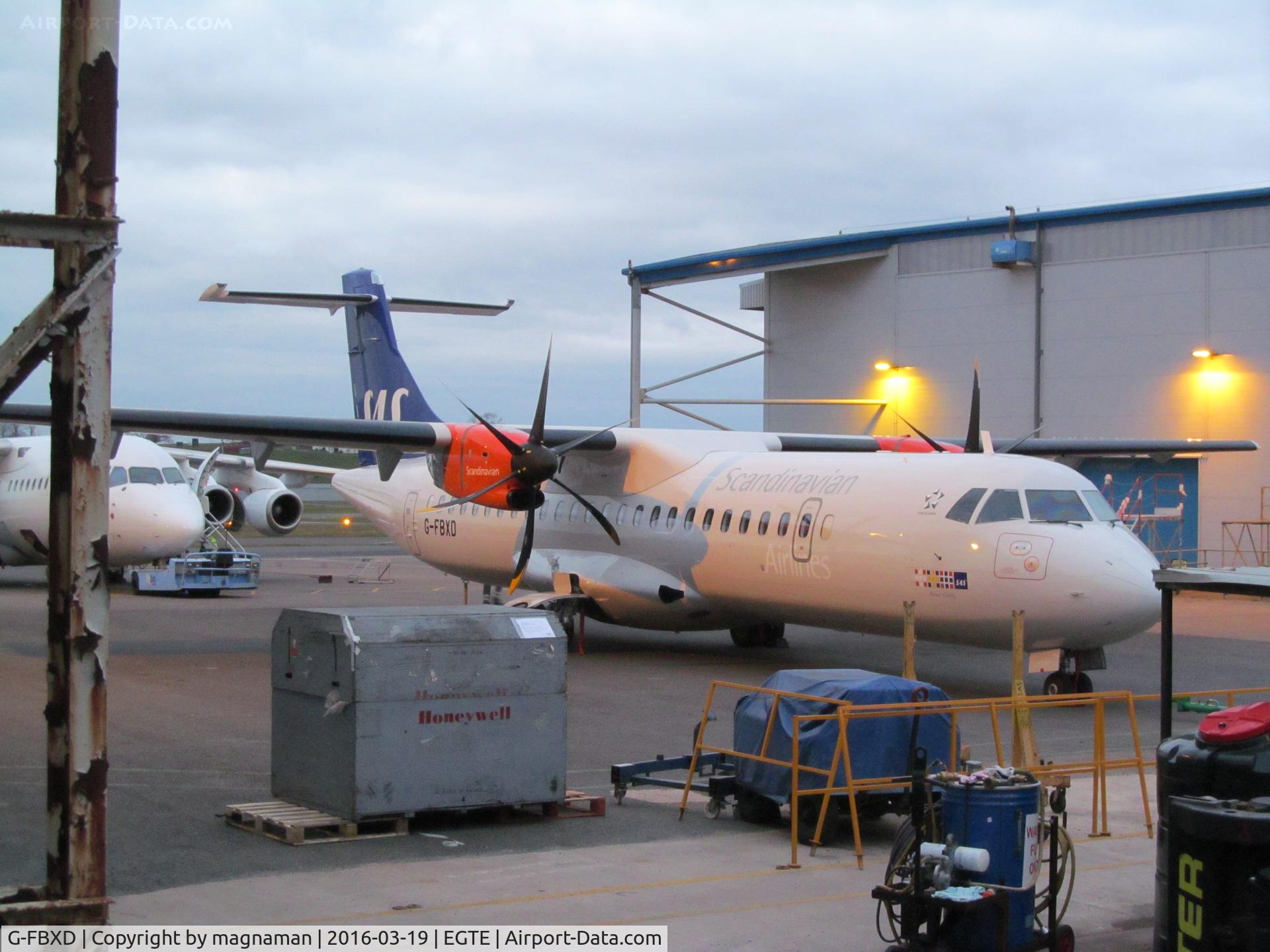 G-FBXD, 2016 ATR 72-212A C/N 1315, At Exeter at dusk - new arrival - SAS/Fly Be