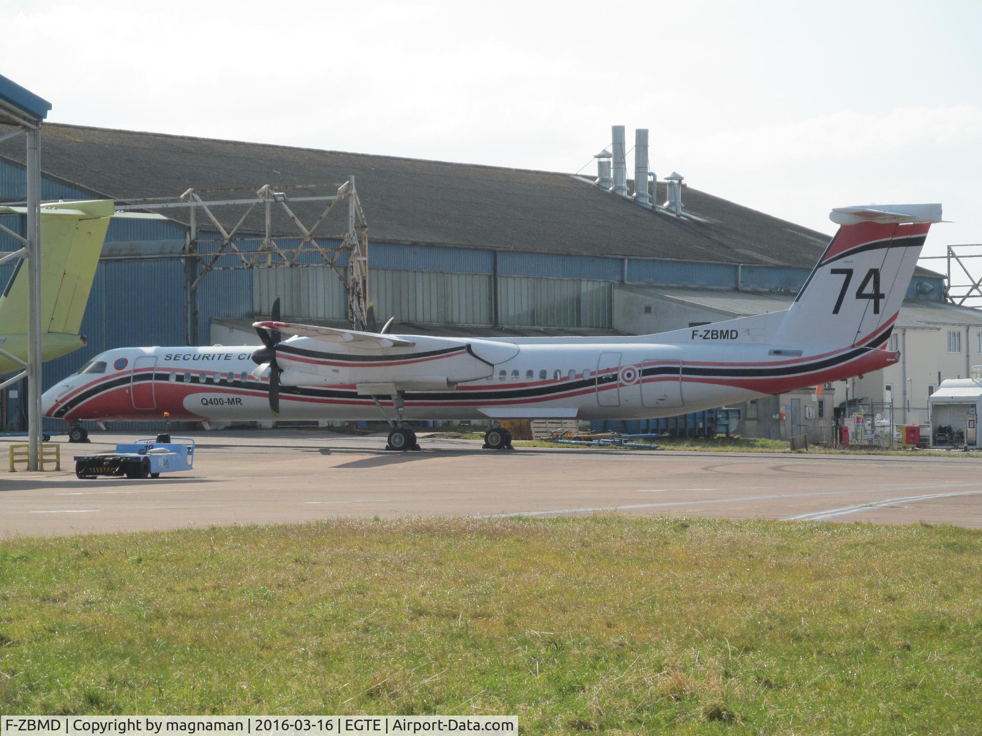 F-ZBMD, 2001 De Havilland Canada DHC-8-402Q-MR Dash 8 C/N 4043, In for a check