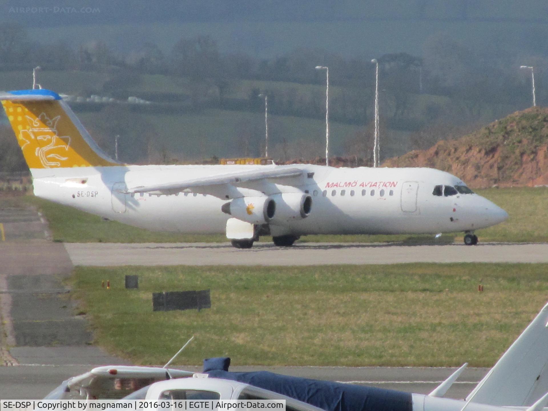 SE-DSP, 1994 British Aerospace Avro 146-RJ100A C/N E3242, across airfield shot of malmo in for maint