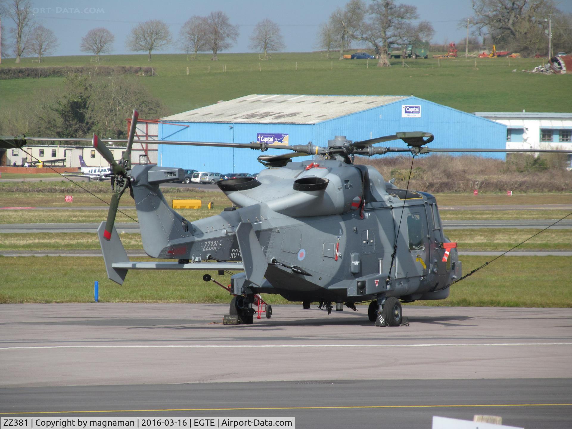 ZZ381, AgustaWestland AW-159 Wildcat HMA.2 C/N 500, on apron