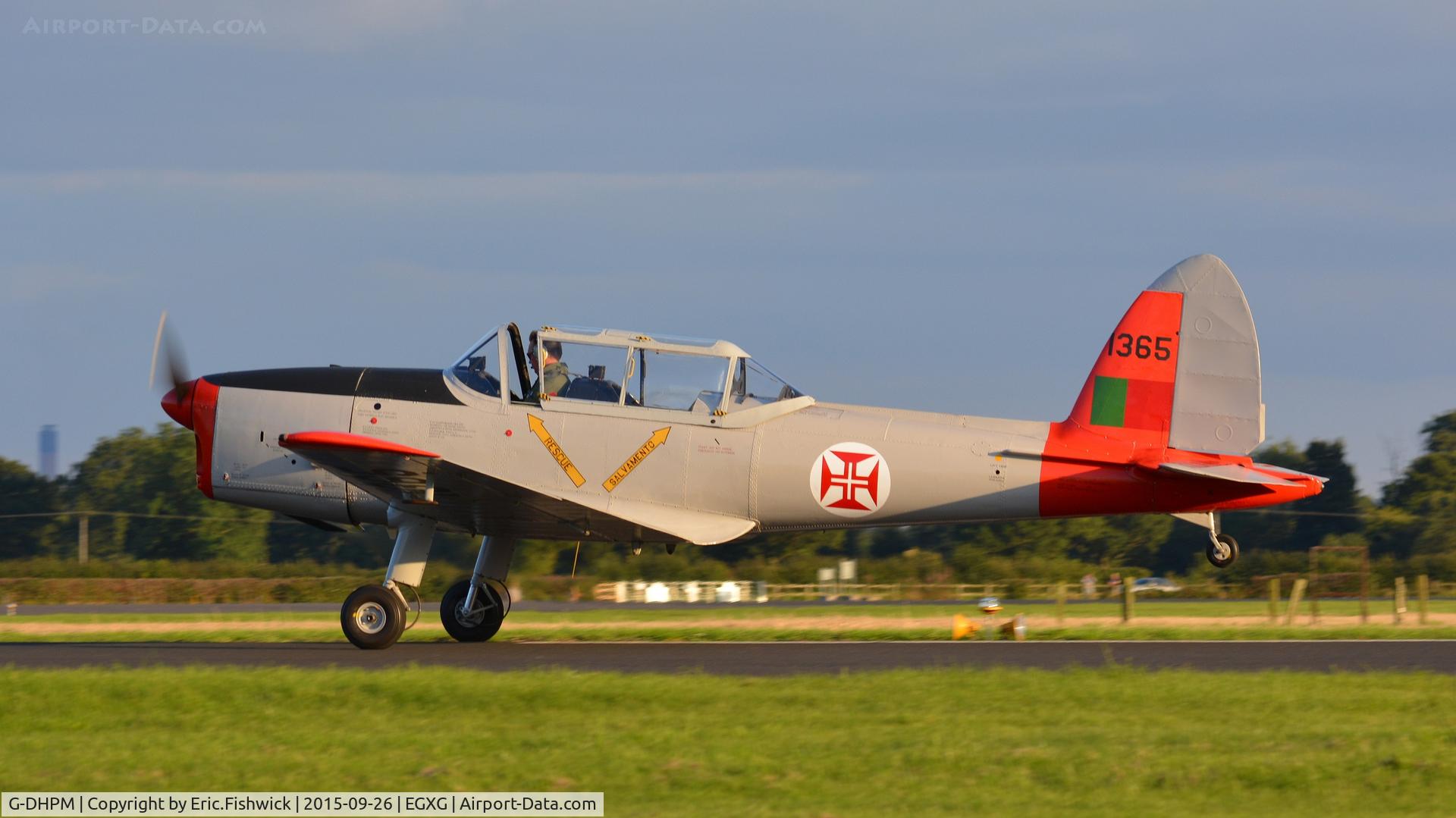 G-DHPM, 1959 OGMA DHC-1 Chipmunk T.20 C/N OGMA-55, 1. 1365 departing The Yorkshire Air Show, Church Fenton, Sept. 2015.