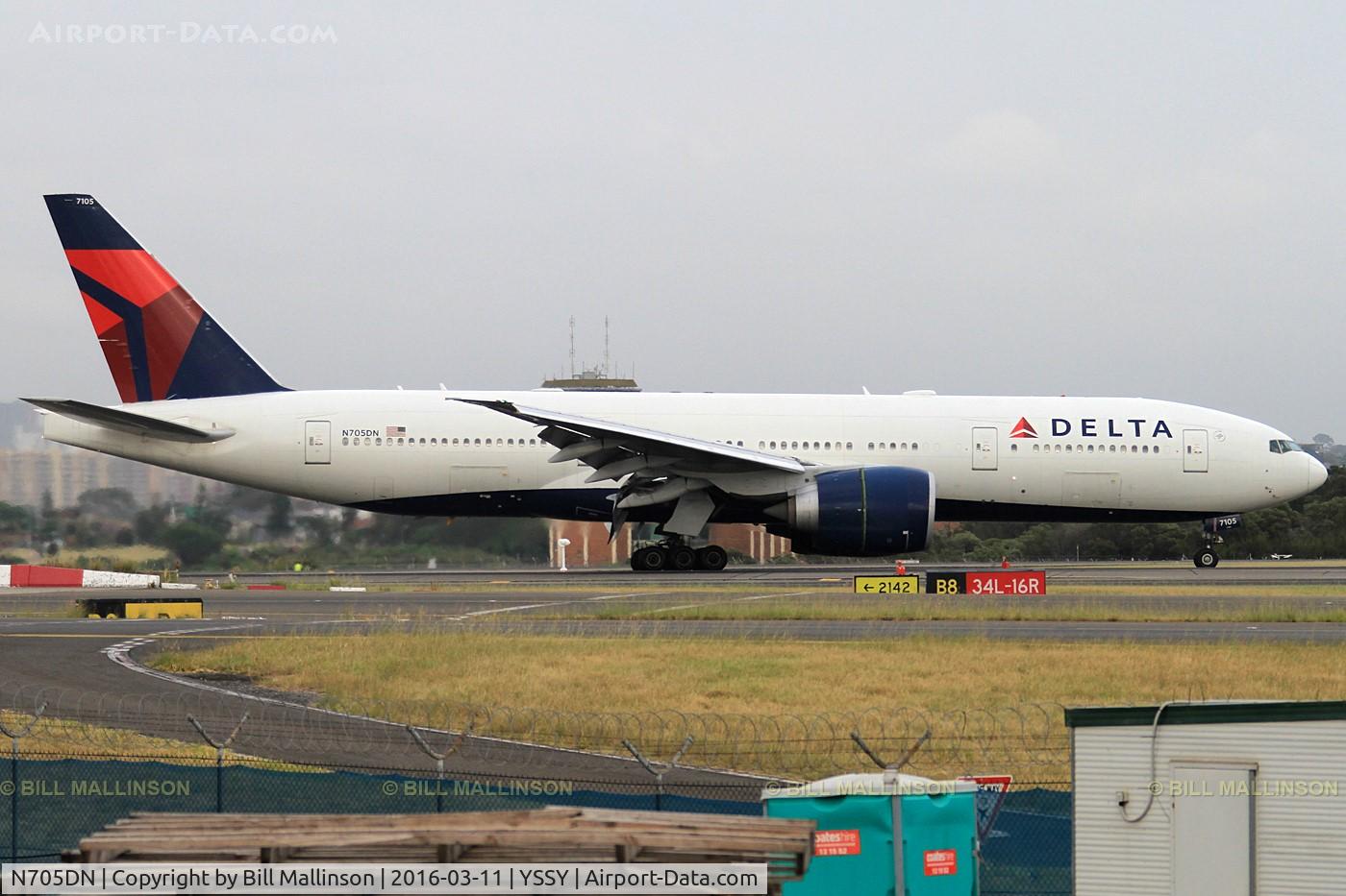 N705DN, 2008 Boeing 777-232/LR C/N 29742, taxi from 34L