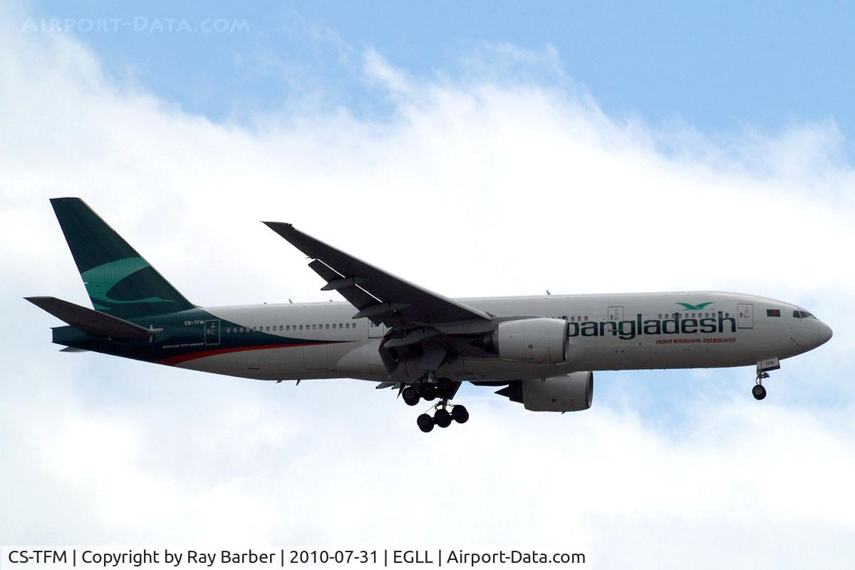 CS-TFM, 1998 Boeing 777-212/ER C/N 28513, Boeing 777-212ER [28513] (Biman Bangladesh) Home~G 31/07/2010. On approach 27L.
