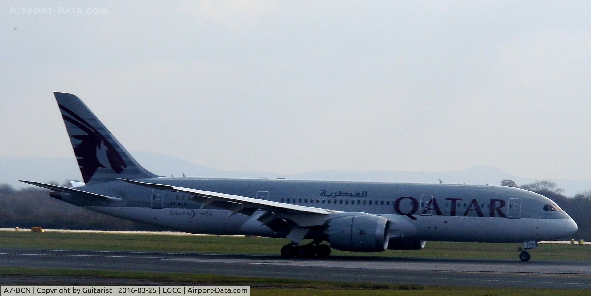 A7-BCN, 2014 Boeing 787-8 Dreamliner C/N 38332, At Manchester