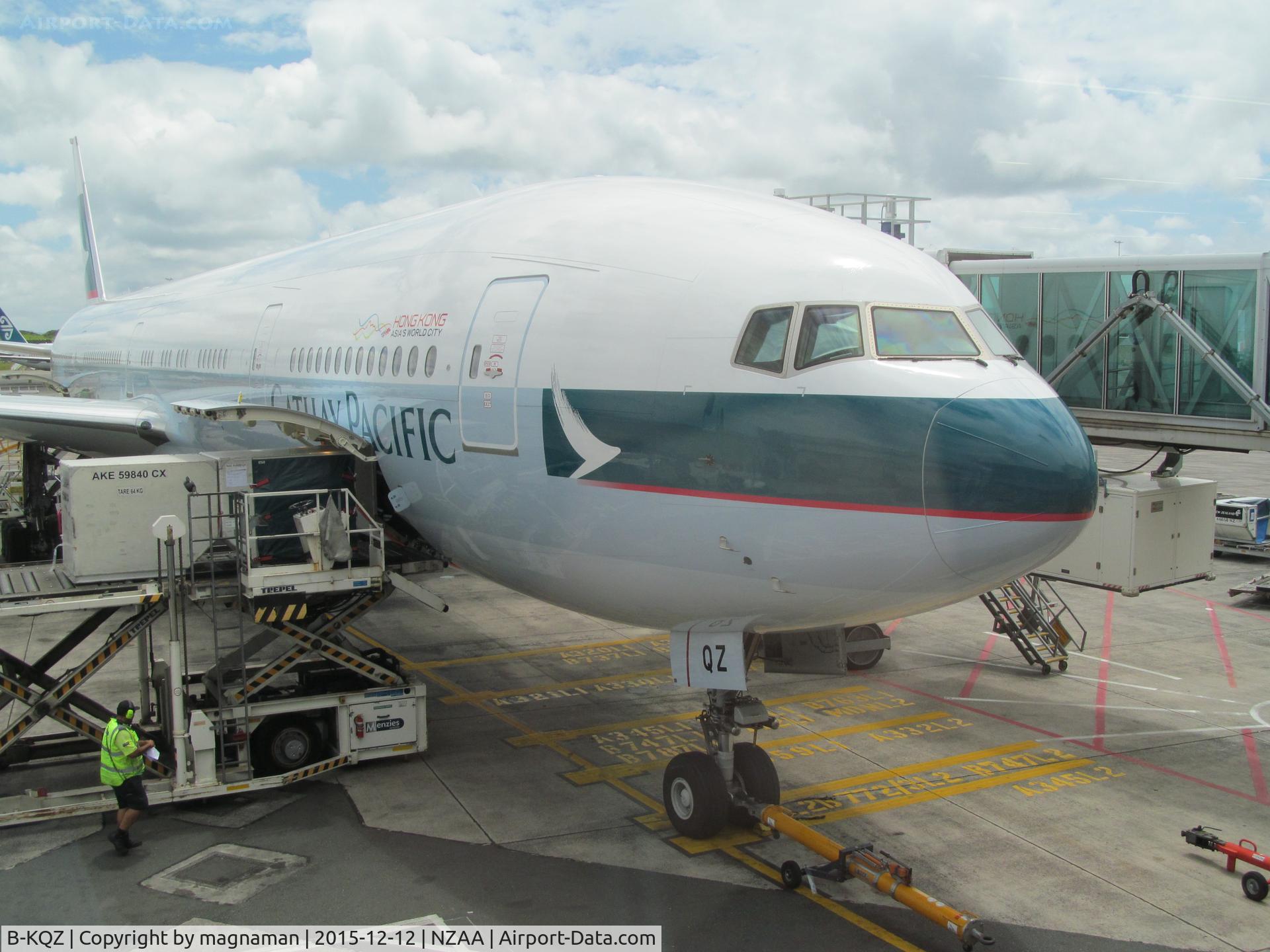 B-KQZ, 2015 Boeing 777-367/ER C/N 60723, on stand from departure lounge - Hong Kong here I come!
