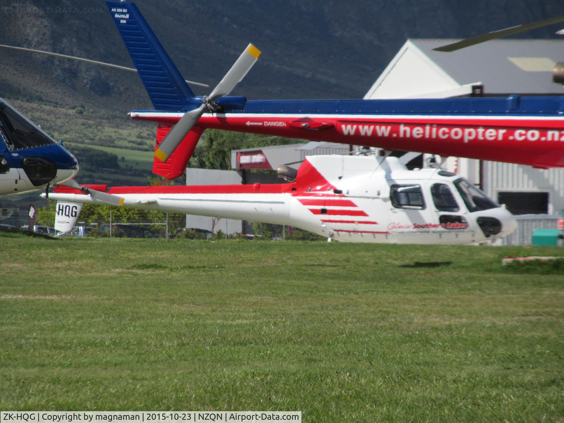 ZK-HQG, Aerospatiale AS-350B-2 Ecureuil C/N 4641, on helicopter grass apron