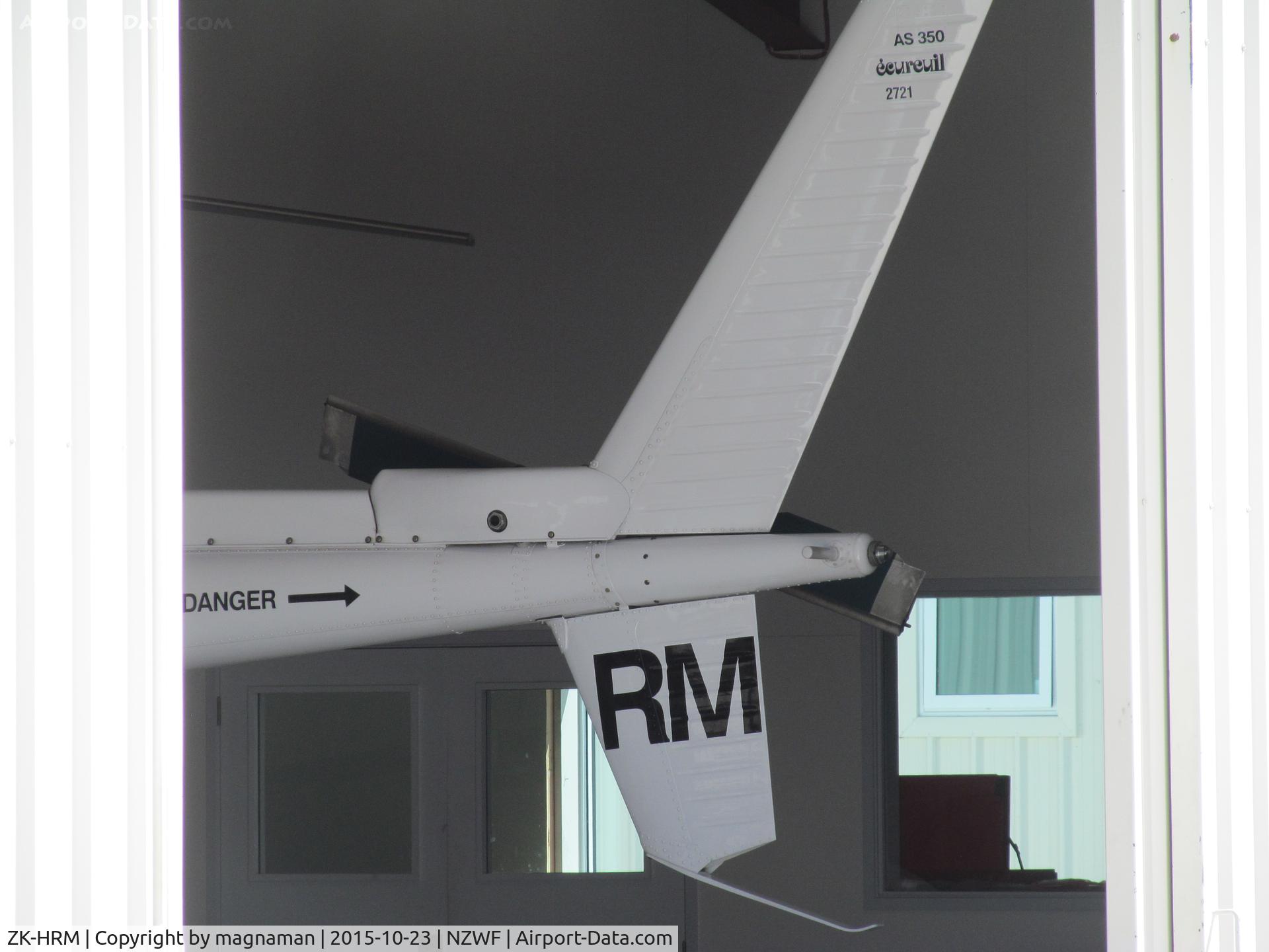 ZK-HRM, Aerospatiale AS-350B-2 Ecureuil C/N 2721, in hangar at wanaka