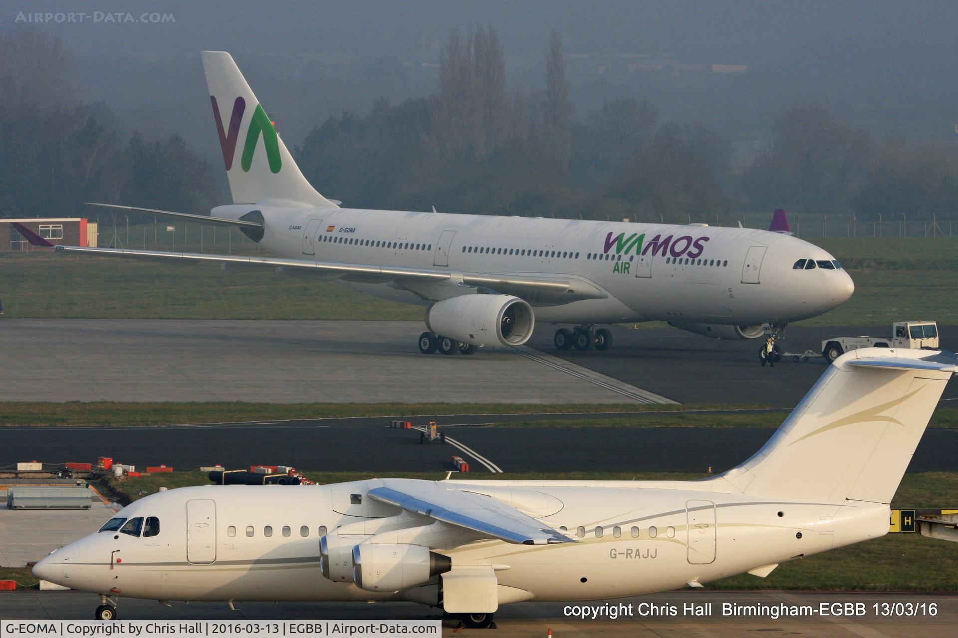 G-EOMA, 1999 Airbus A330-243 C/N 265, ex Monarch Airbus A330-243 now in Wamos Air colours prepareing to depart to Spain where it will become EC-MJS