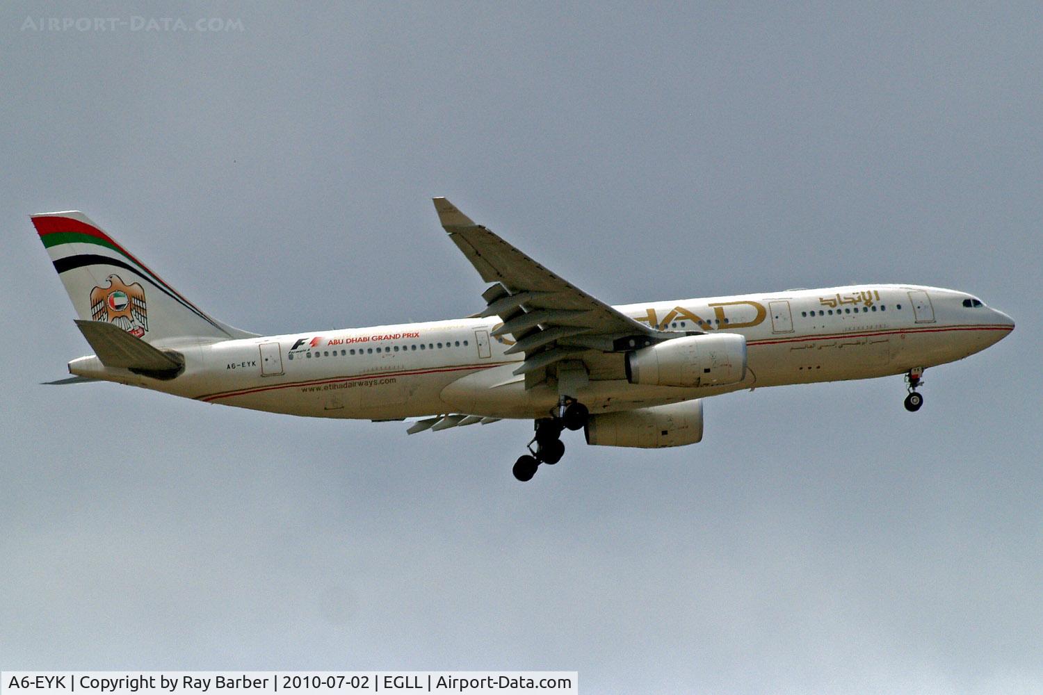 A6-EYK, 2006 Airbus A330-243 C/N 788, Airbus A330-243 [788] (Etihad Airways) Home~G 02/07/2010. On approach 27L.