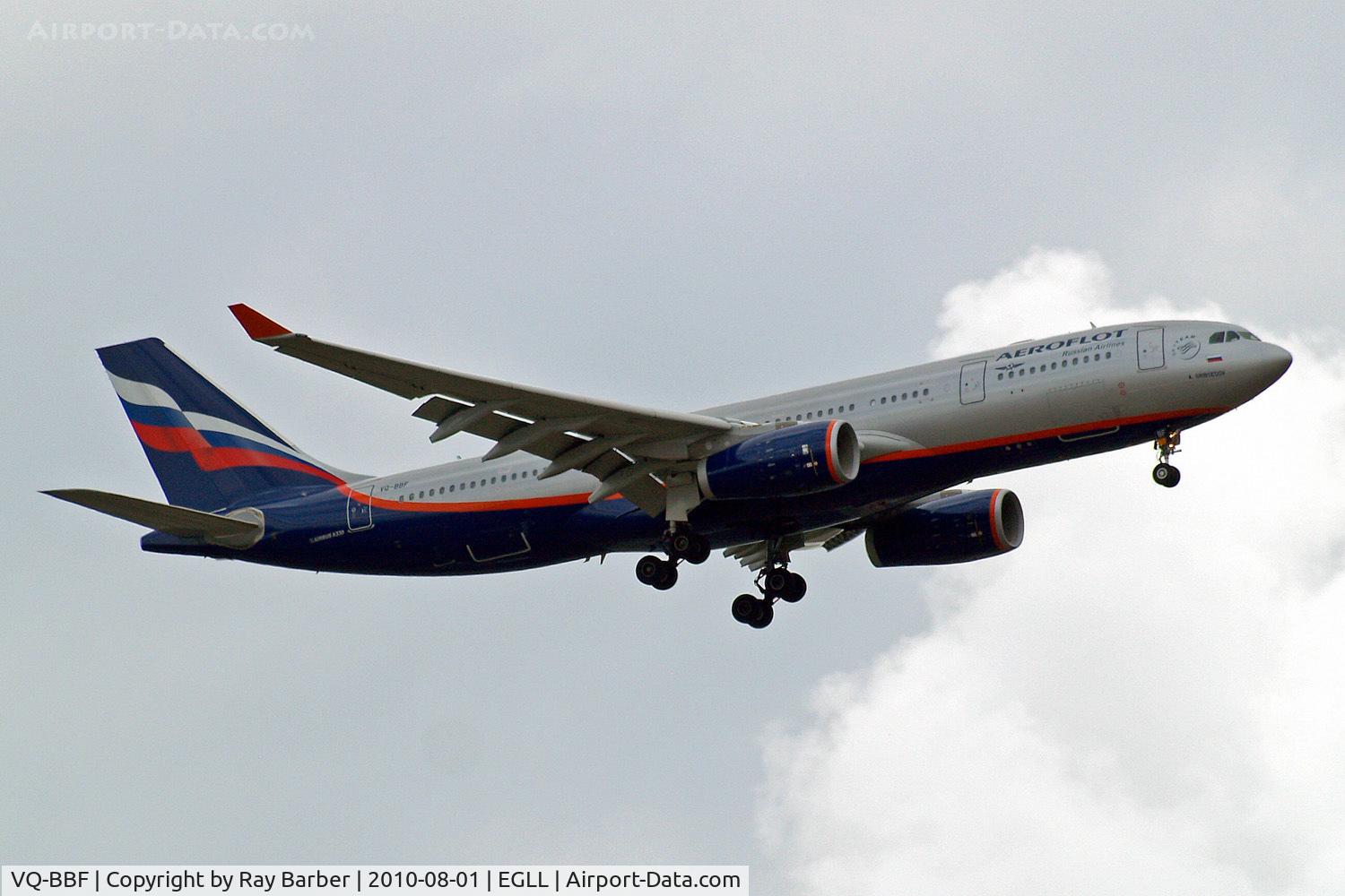 VQ-BBF, 2009 Airbus A330-243 C/N 1045, Airbus A330-243 [1045] (Aeroflot Russian Airlines) Home~G 01/08/2010. On approach 27L.
