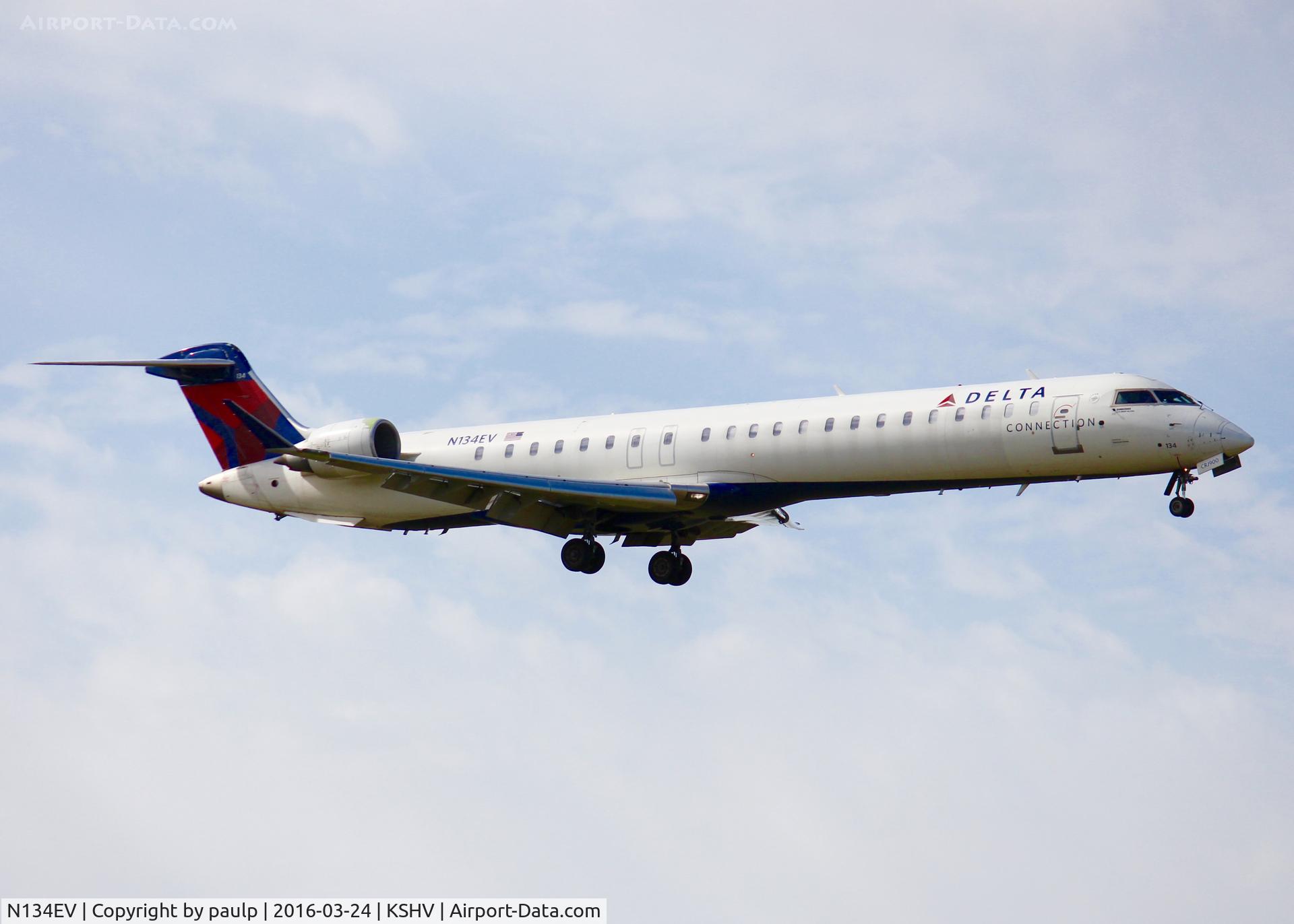 N134EV, 2009 Bombardier CRJ-900ER (CL-600-2D24) C/N 15223, At Shreveport Regional.