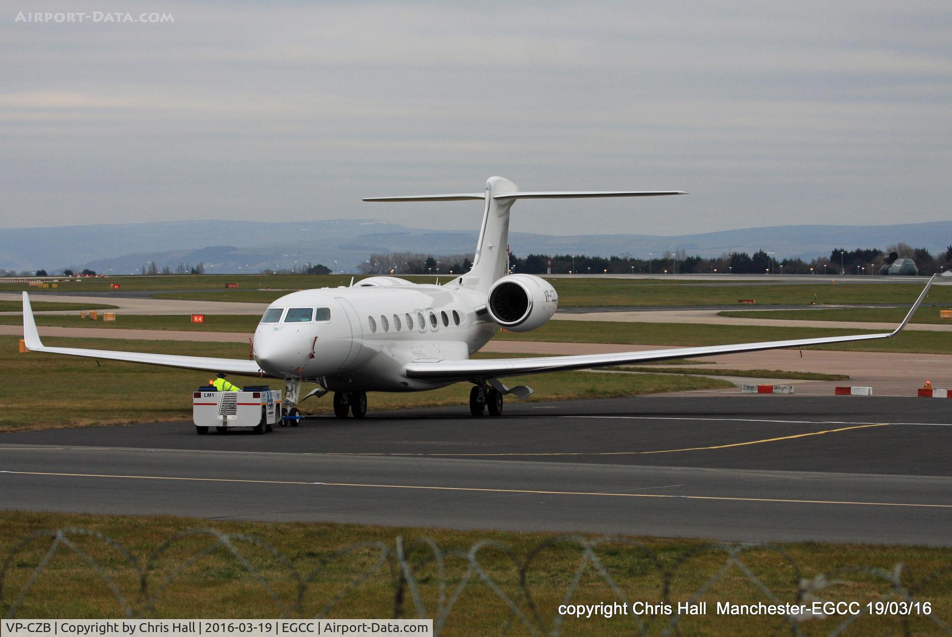 VP-CZB, 2015 Gulfstream Aerospace G650 (G-VI) C/N 6129, at Manchester Airport