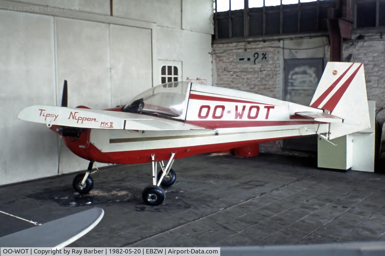 OO-WOT, Tipsy T-66 Nipper 2 C/N 49, Tipsy T.66 Nipper II [49] Genk-Zwartberg~OO 20/05/1982. From a slide.