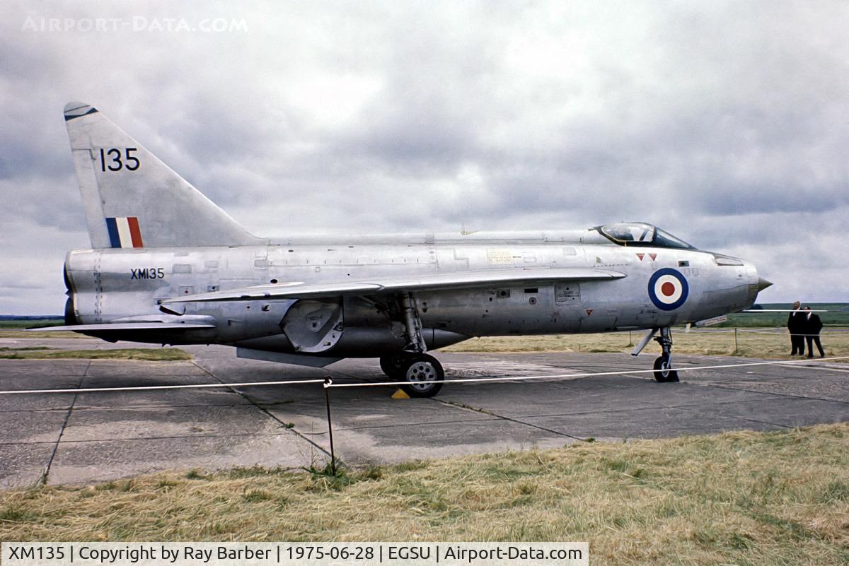 XM135, 1959 English Electric Lightning F.1 C/N 95031, English Electric Lightning F.1 [95031] (Ex Royal Air Force) Duxford~G 28/06/1975. From a slide.