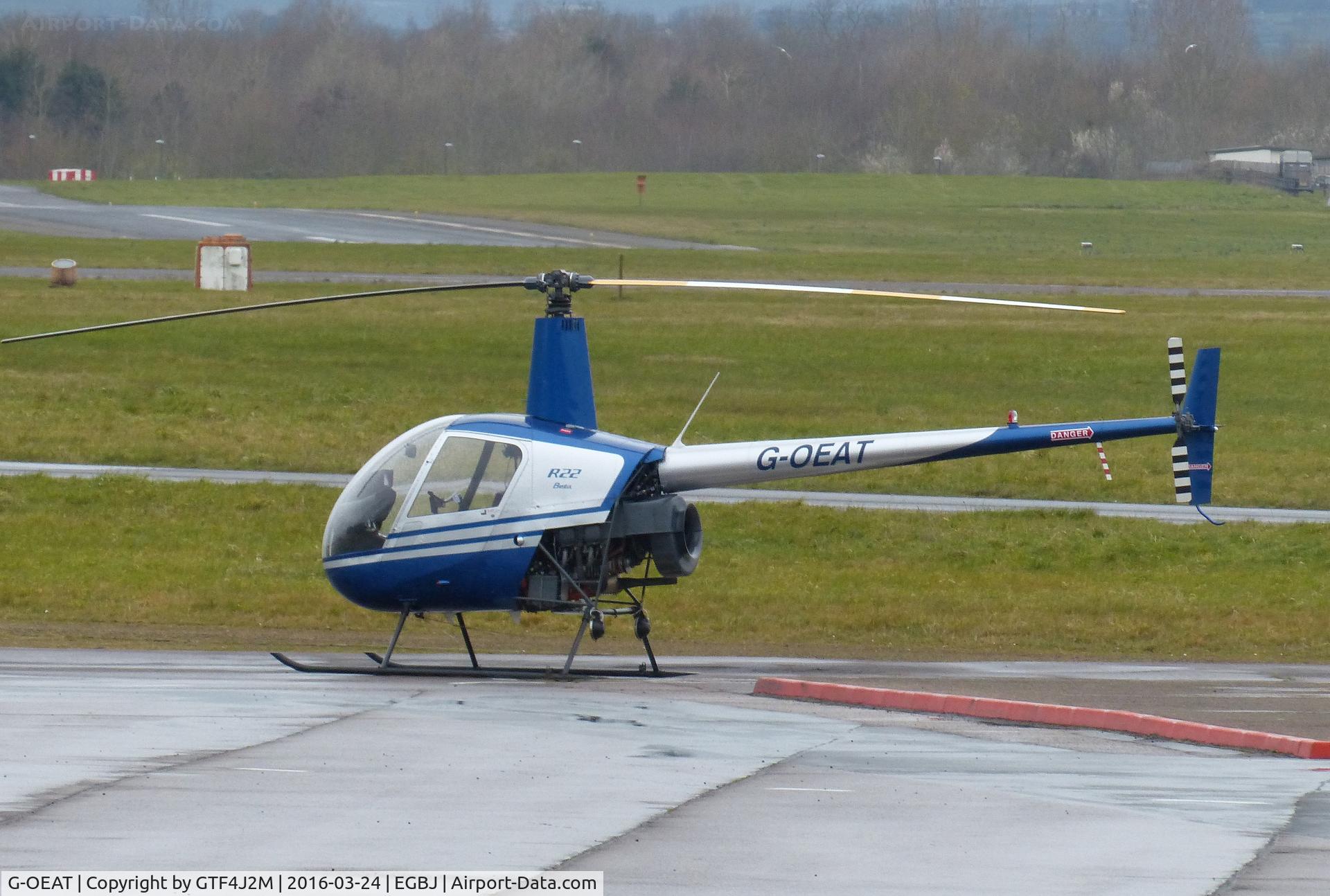 G-OEAT, 1987 Robinson R22 Beta C/N 0650, G-OEAT at Staverton 24.3.16