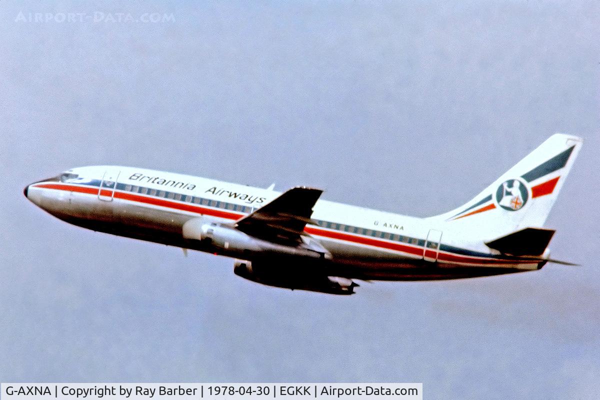 G-AXNA, 1970 Boeing 737-204C C/N 20282, Boeing  737-204 [20282] (Britannia Airways) Gatwick~G 30/04/1978. From a slide.