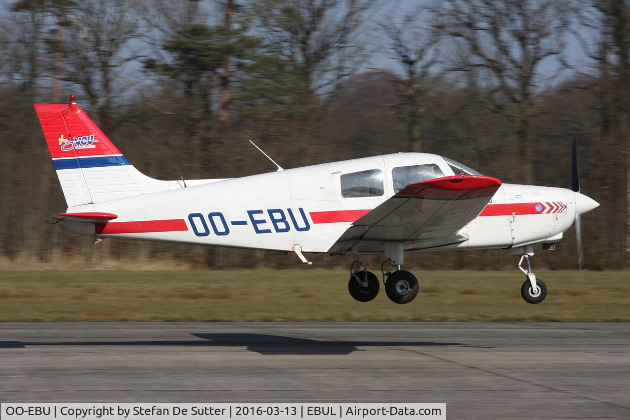 OO-EBU, 1989 Piper PA-28-161 Cadet C/N 2841246, Landing runway 07 @ EBUL.