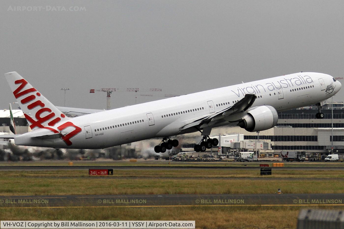 VH-VOZ, 2008 Boeing 777-3ZG/ER C/N 35302, up and away from 34L