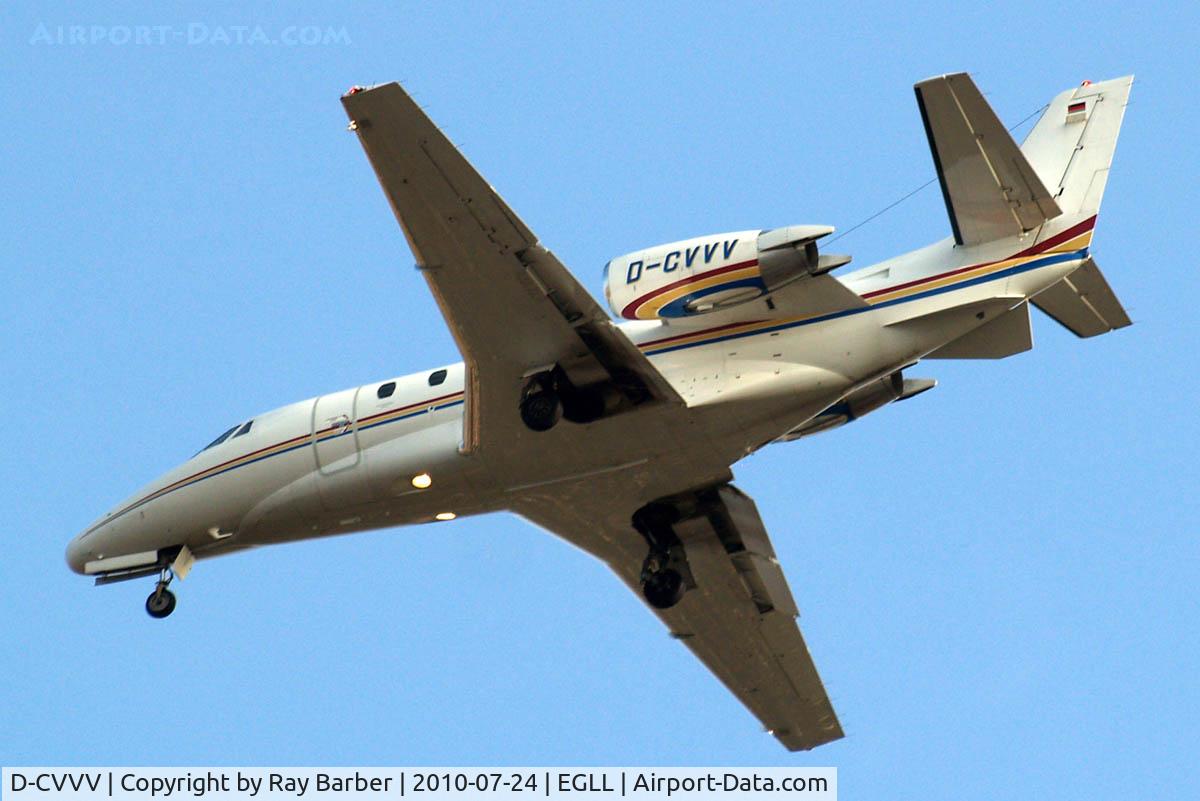 D-CVVV, 2007 Cessna 560 Citation XLS C/N 560-5723, Cessna Citation Excel S [560-5723] Home~G 24/07/2010. On approach 27R.