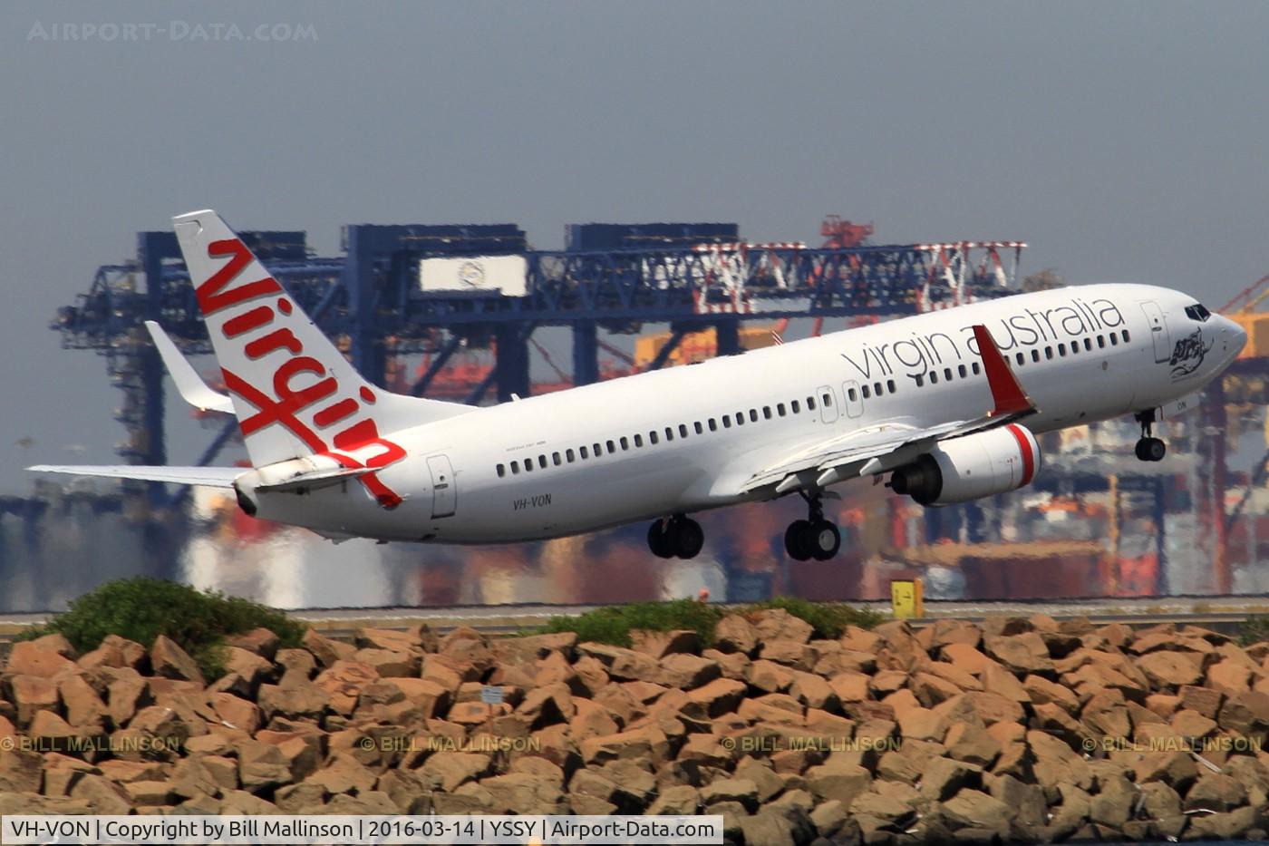VH-VON, 2003 Boeing 737-8FE C/N 33795, rotating off 16R