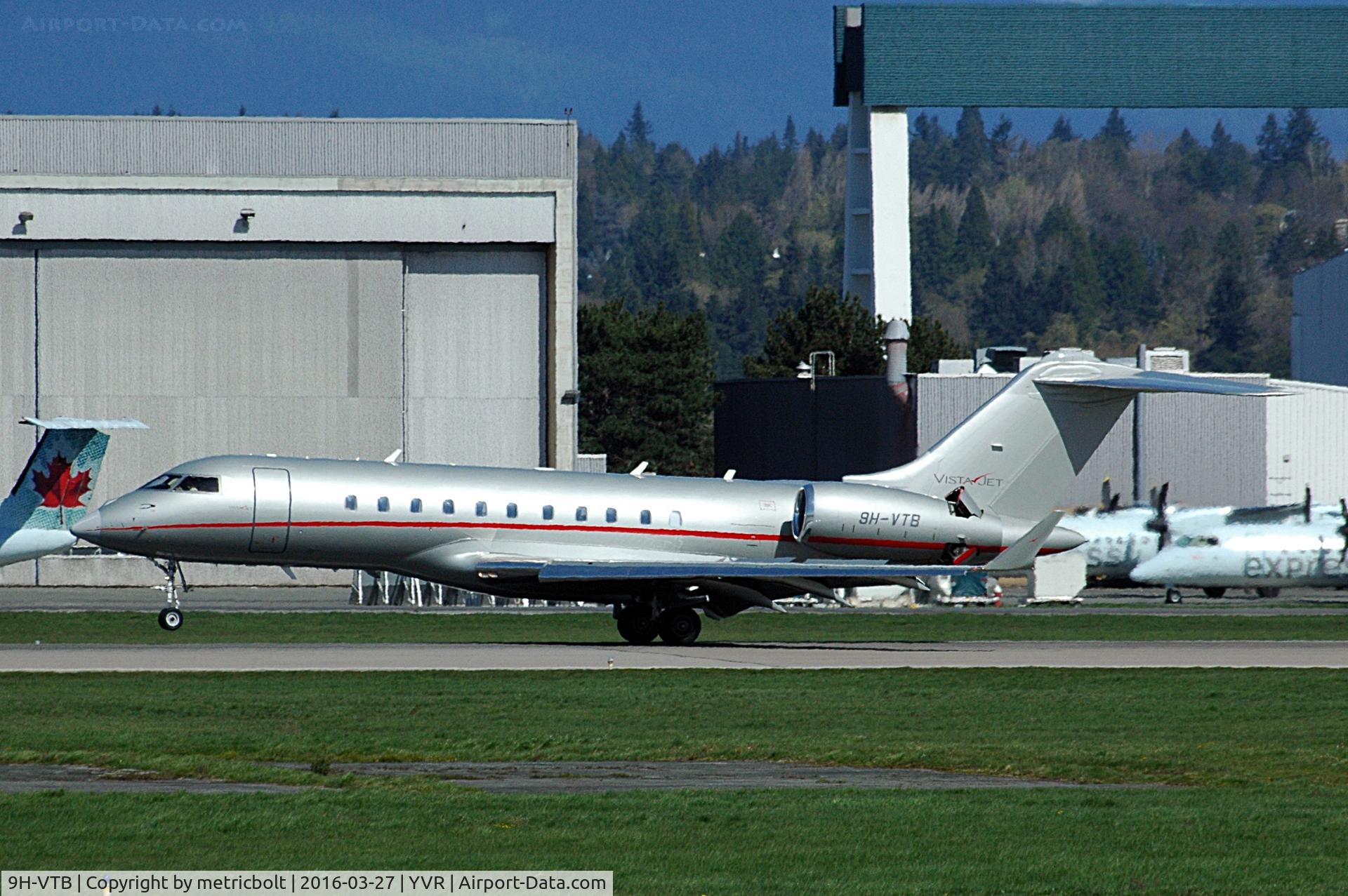 9H-VTB, 2013 Bombardier BD-700-1A11 Global 5000 C/N 9566, Arrival at YVR
