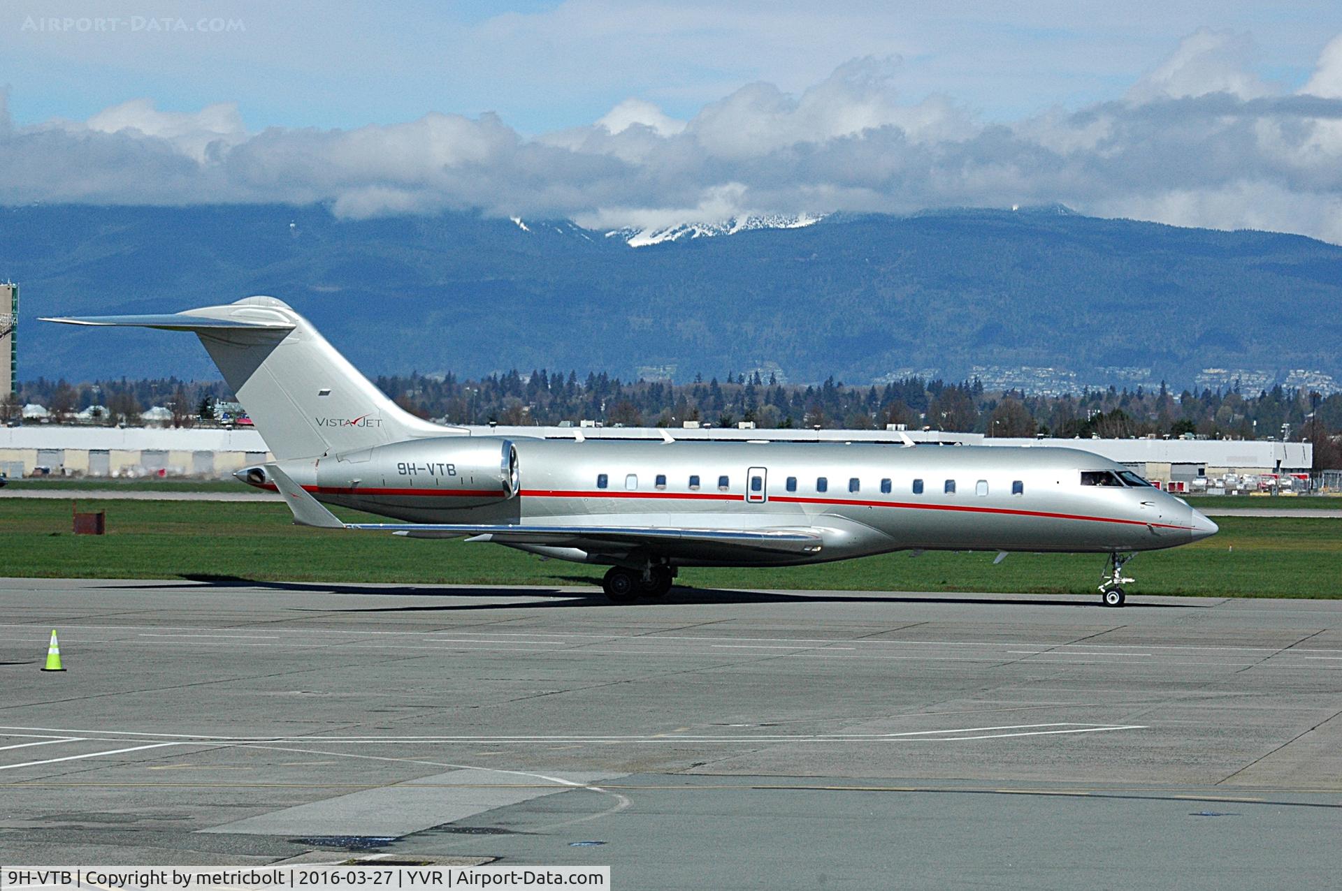 9H-VTB, 2013 Bombardier BD-700-1A11 Global 5000 C/N 9566, Arrival at YVR