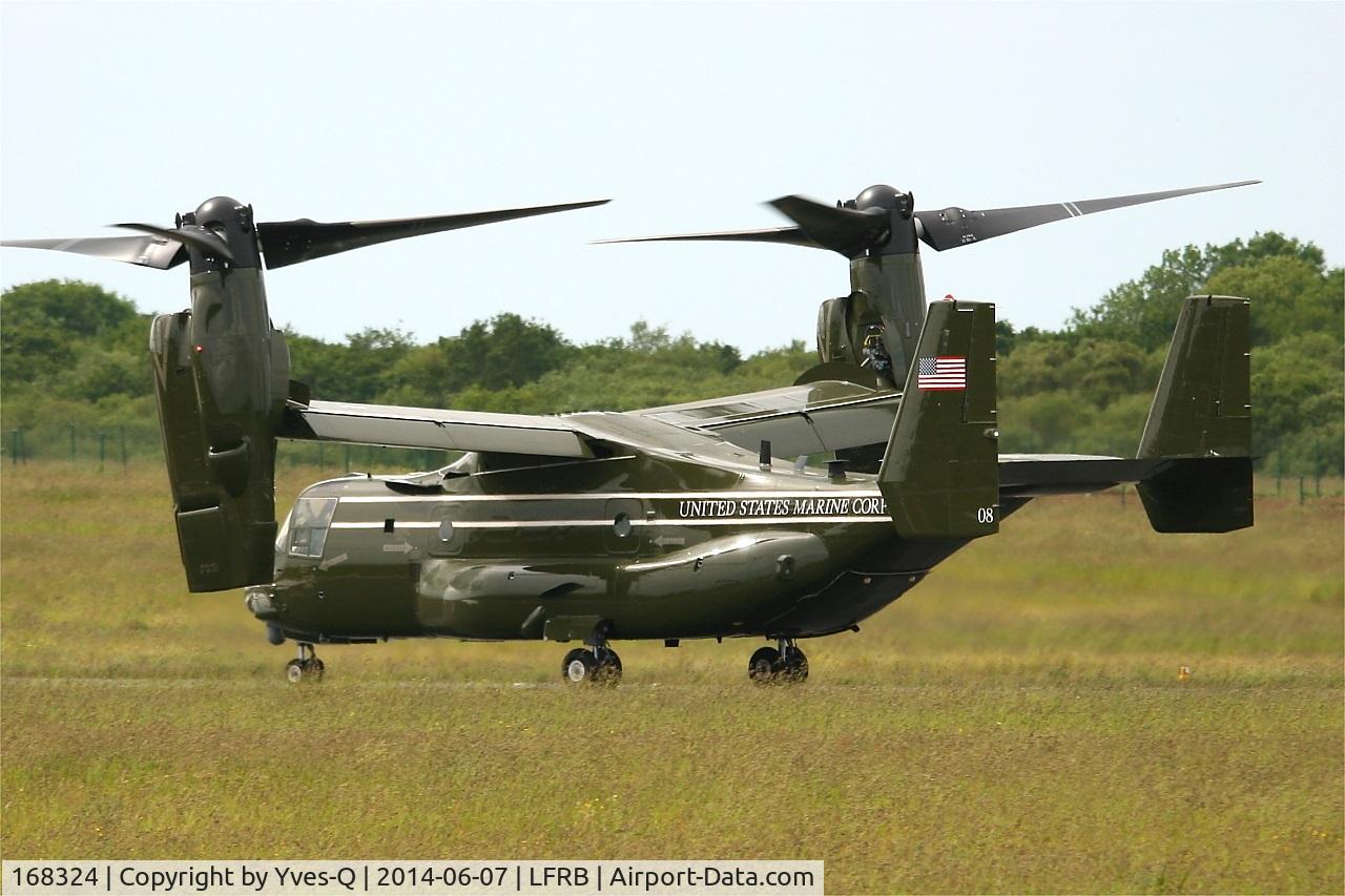 168324, 2014 Bell-Boeing MV-22B Osprey C/N D0226, Presidential USMC Bell-Boing MV-22B Osprey (Code 08-cn D0226), Landing rwy 25L, Brest-Bretagne airport (LFRB-BES)