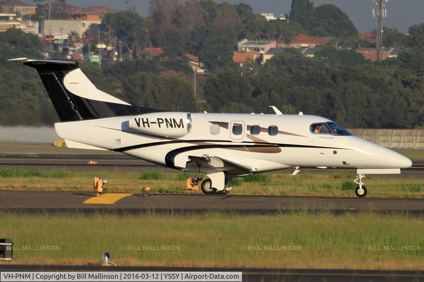 VH-PNM, 2010 Embraer EMB-500 Phenom 100 C/N 50000206, taxiing from 34R