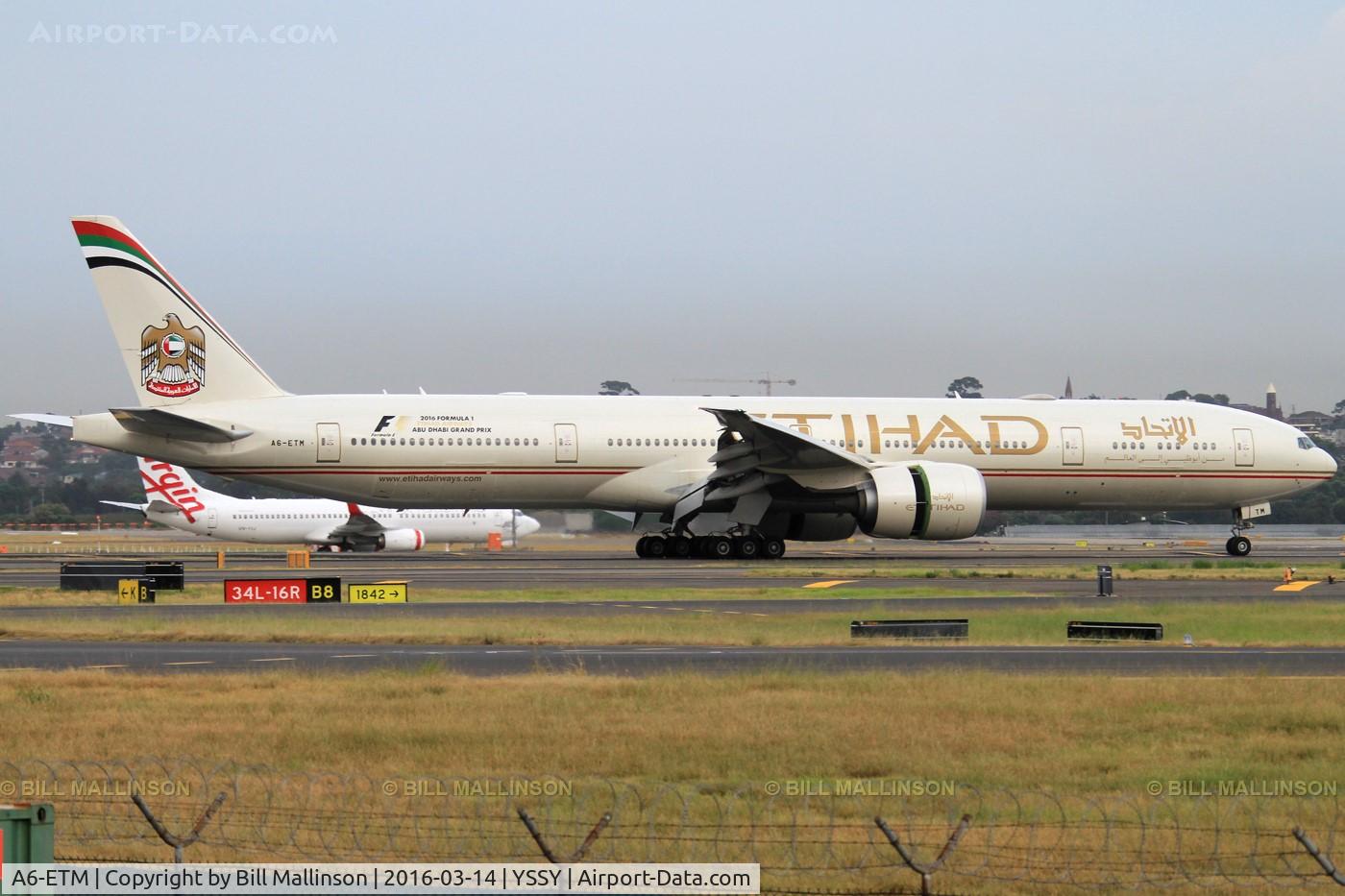 A6-ETM, 2012 Boeing 777-3FX/ER C/N 39688, taxiing from 34L
