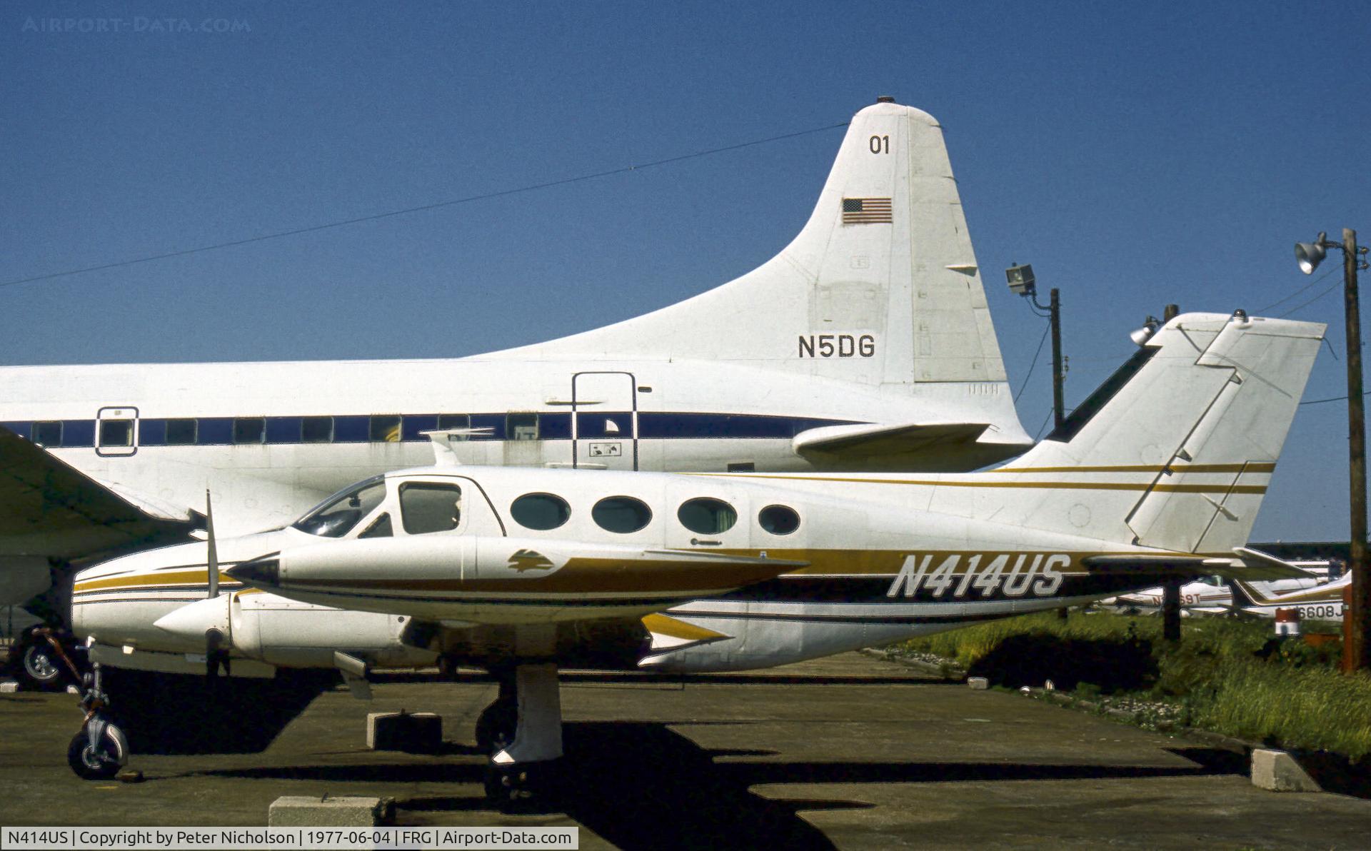 N414US, Cessna 414 Chancellor C/N Not found N414US, Cessna 414 Chancellor resident at Republic Airport on Long Island as seen in the Summer of 1977.