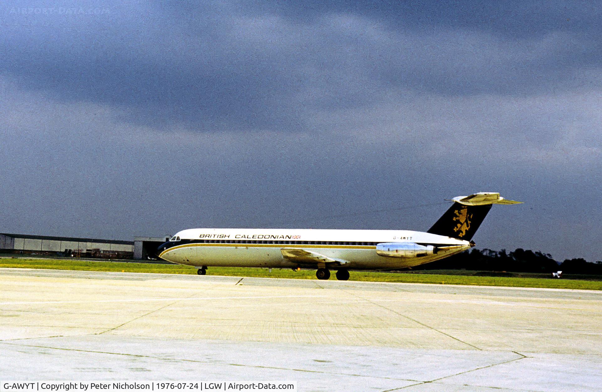G-AWYT, 1969 BAC 111-501EX One-Eleven C/N BAC.176, One Eleven 501EX of British Caledonian Airways as seen at Gatwick in the Summer of 1976.