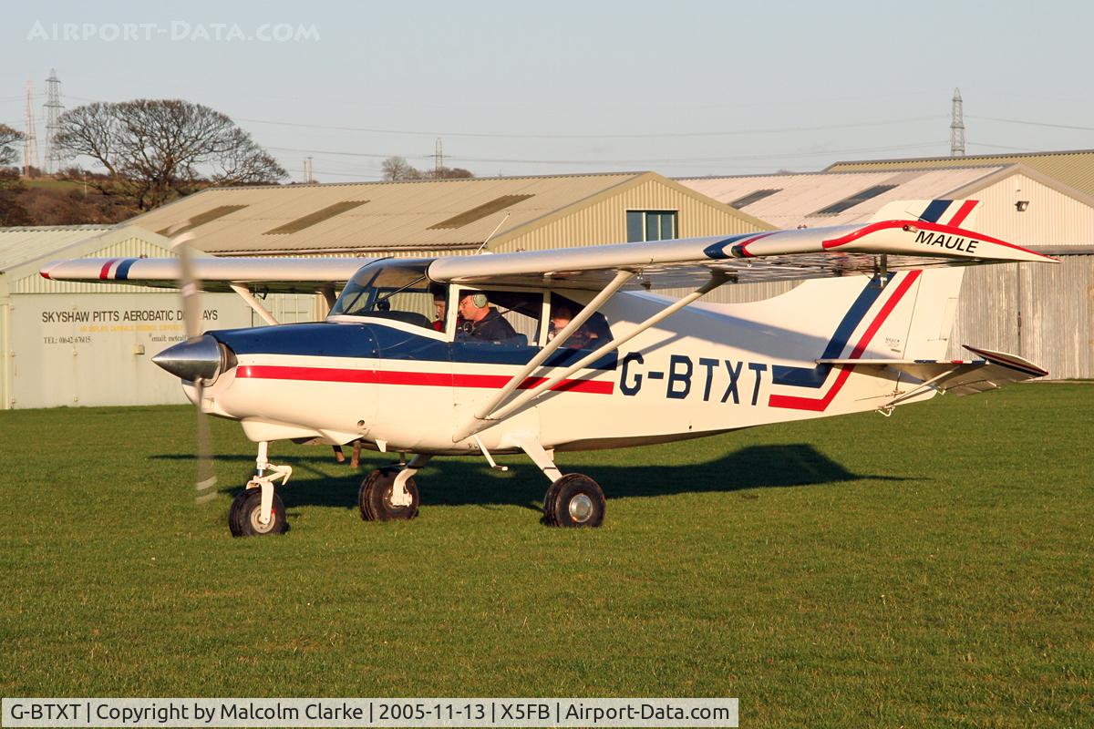 G-BTXT, 1991 Maule MXT-7-180 Star Rocket C/N 14027C, Maule MXT-7-180 Star Rocket at Fishburn Airfield, November 2005.