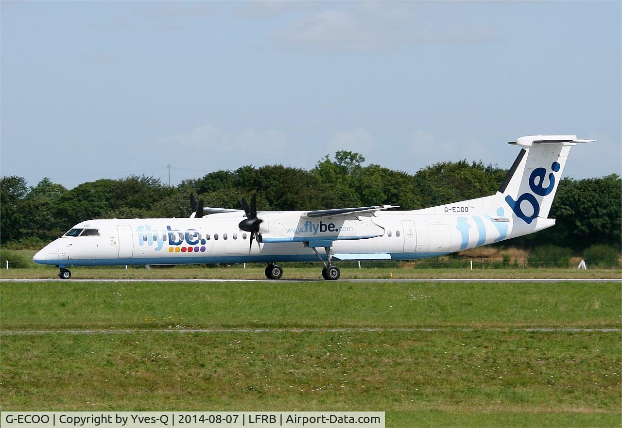 G-ECOO, 2009 De Havilland Canada DHC-8-402Q Dash 8 C/N 4237, De Havilland Canada DHC-8-402Q Dash 8, Take off run rwy 25L, Brest-Bretagne Airport (LFRB-BES)