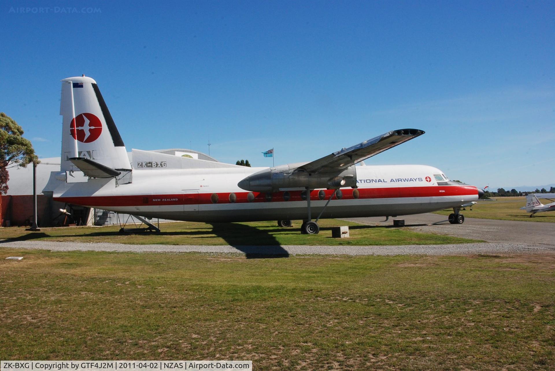 ZK-BXG, 1961 Fokker F.27-100 Friendship C/N 10189, ZK-BXG at the Ashburton Museum 2.4.11 in National AW c/s