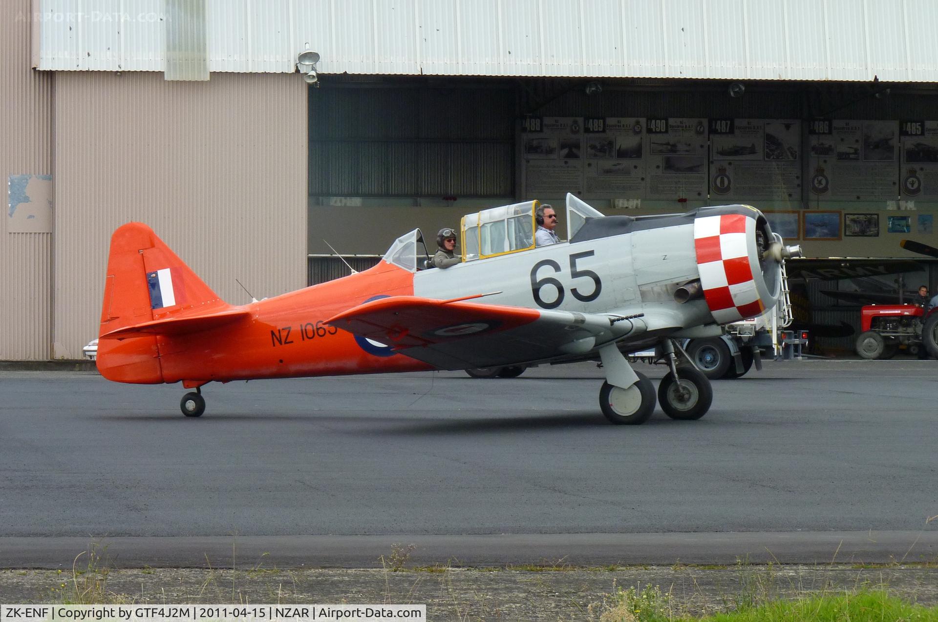 ZK-ENF, North American AT-6D Harvard III C/N 88-14889 (41-33917), ZK-ENF 'NZ1065' at Ardmore 15.4.11