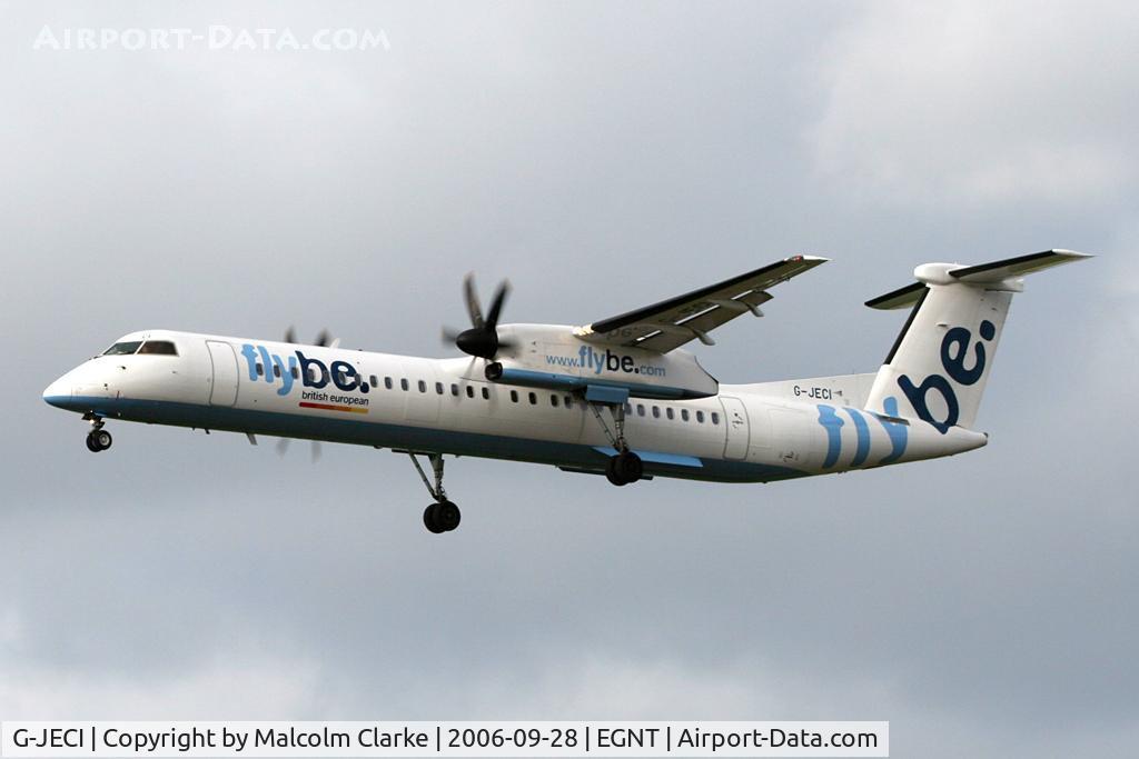 G-JECI, 2005 De Havilland Canada DHC-8-402Q Dash 8 C/N 4105, Bombardier DHC-8-402Q Dash 8 on approach to rwy 25 at Newcastle Airport, UK.