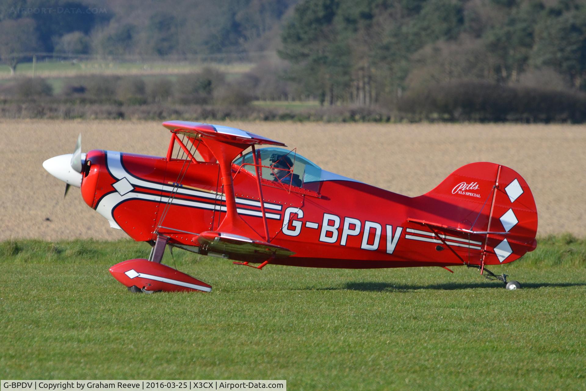 G-BPDV, 1970 Pitts S-1S Special C/N 27P, About to depart from Northrepps.