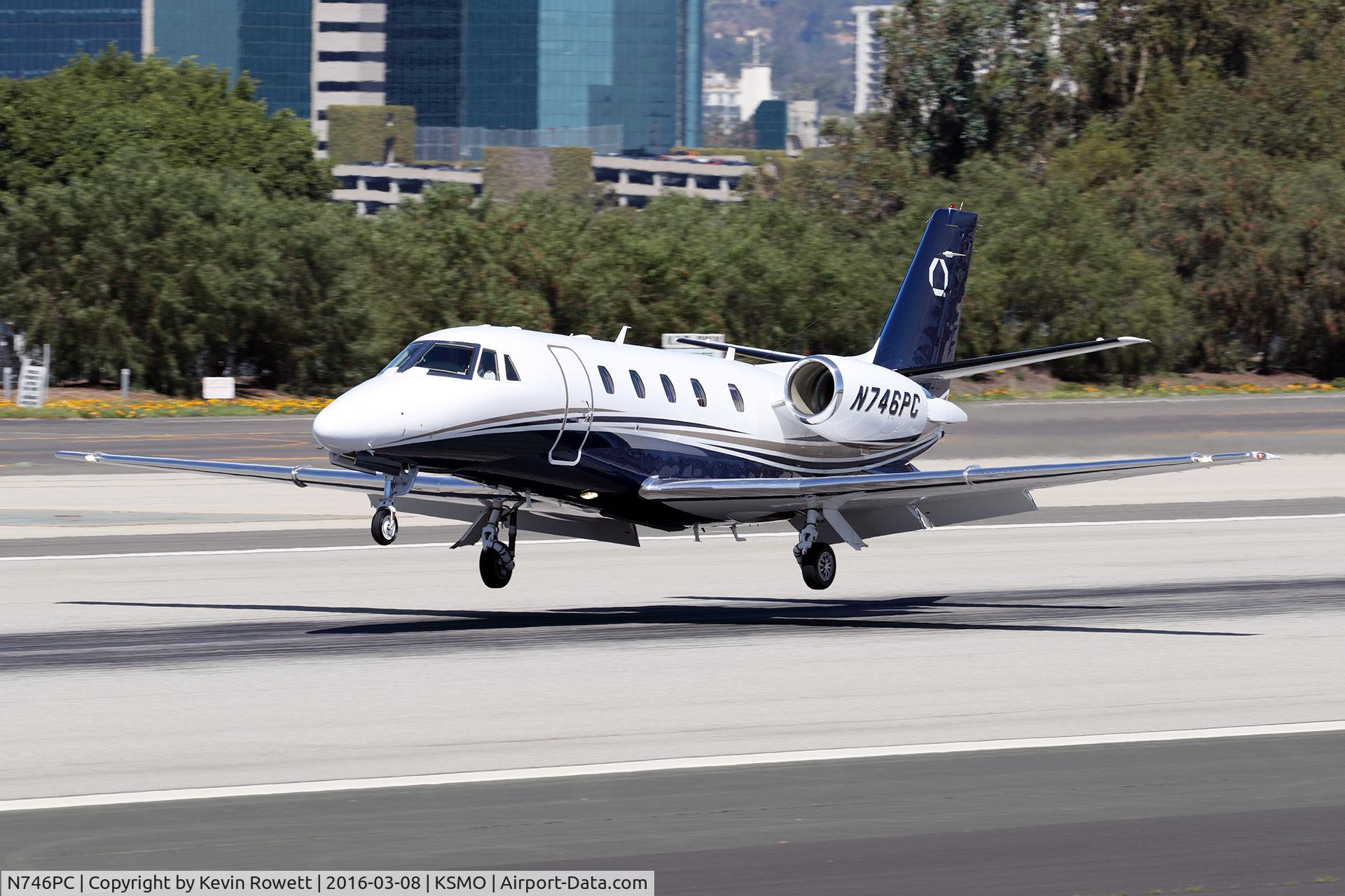 N746PC, 2015 Cessna 560XL Citation Excel C/N 560-6192, About to touch down at Santa Monica.