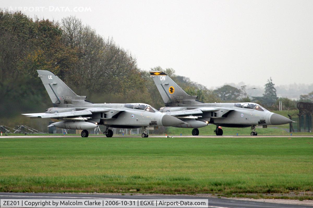 ZE201, 1986 Panavia Tornado F.3 C/N AS022/559/2039, Panavia Tornado F3 ZE201 with sister aircraft ZE166 at the disbanding of 11 Sqn RAF Leeming in 2006.