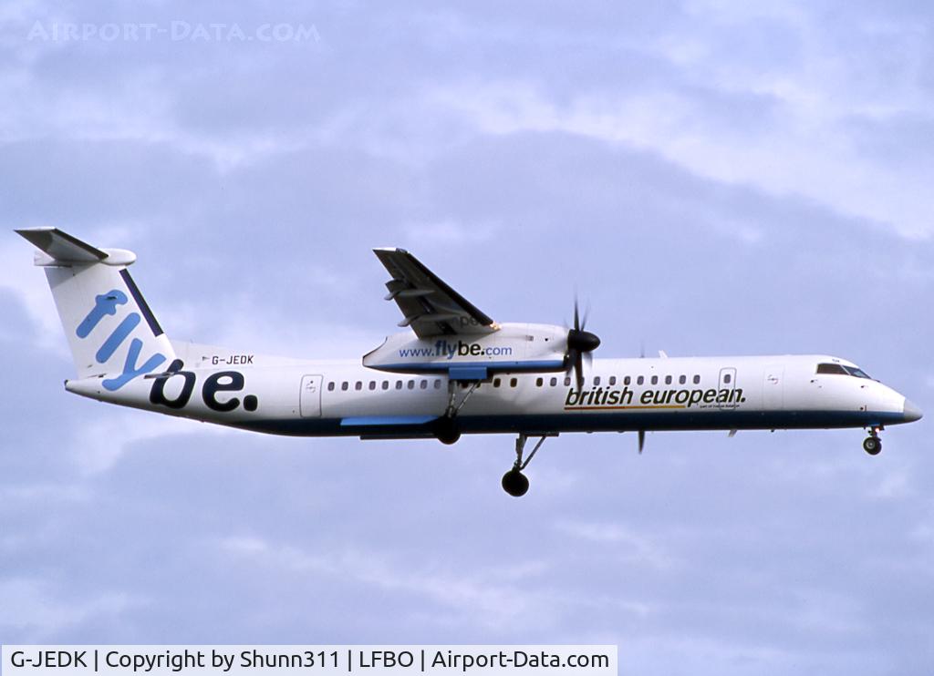 G-JEDK, 2002 De Havilland Canada DHC-8-402Q Dash 8 C/N 4065, Landing rwy 14R in FlyBe c/s with British European titles