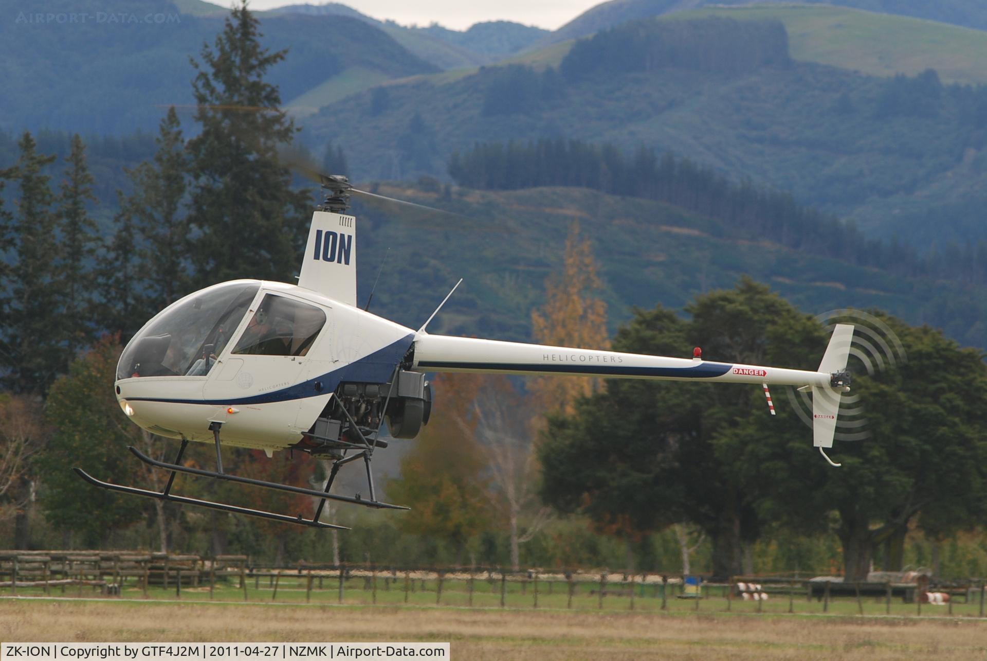 ZK-ION, 2007 Robinson R22 Beta C/N 4111, ZK-ION at Motueka 27.4.11