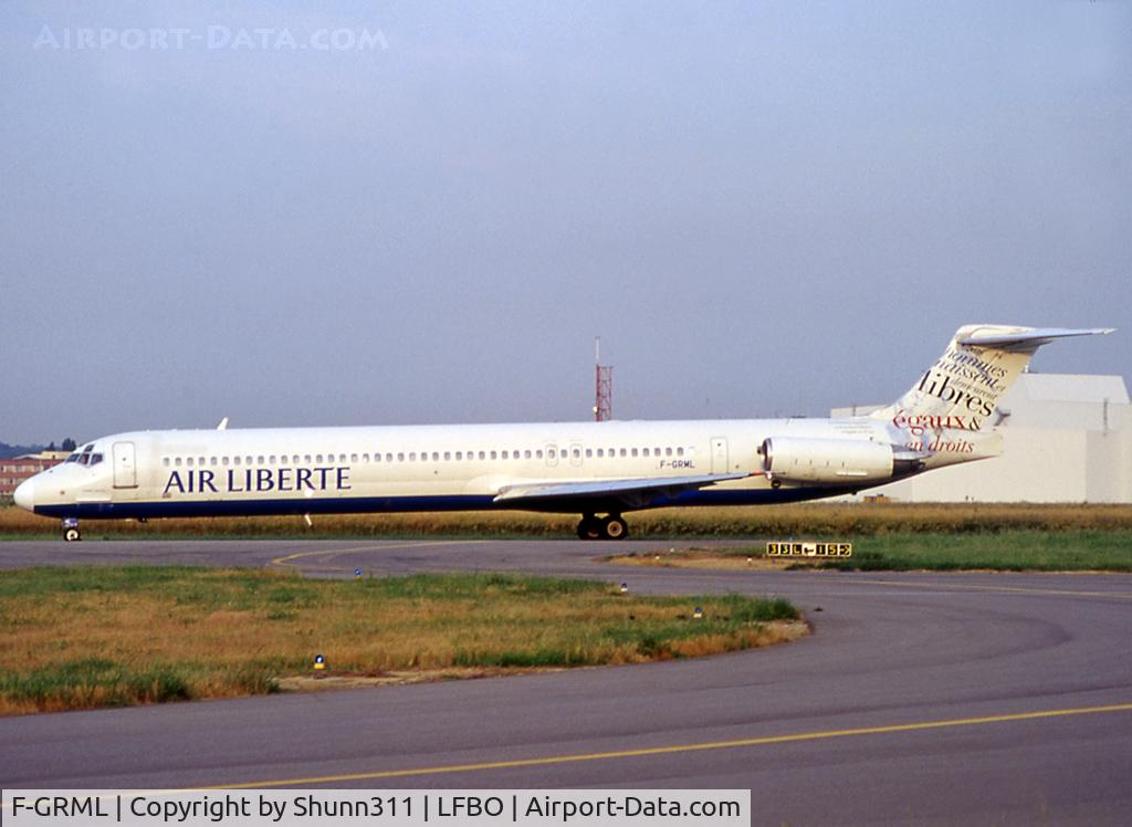 F-GRML, 1989 McDonnell Douglas MD-83 (DC-9-83) C/N 49628, Taxiing holding point rwy 32R for departure in 'L'Esprit Liberté' c/s