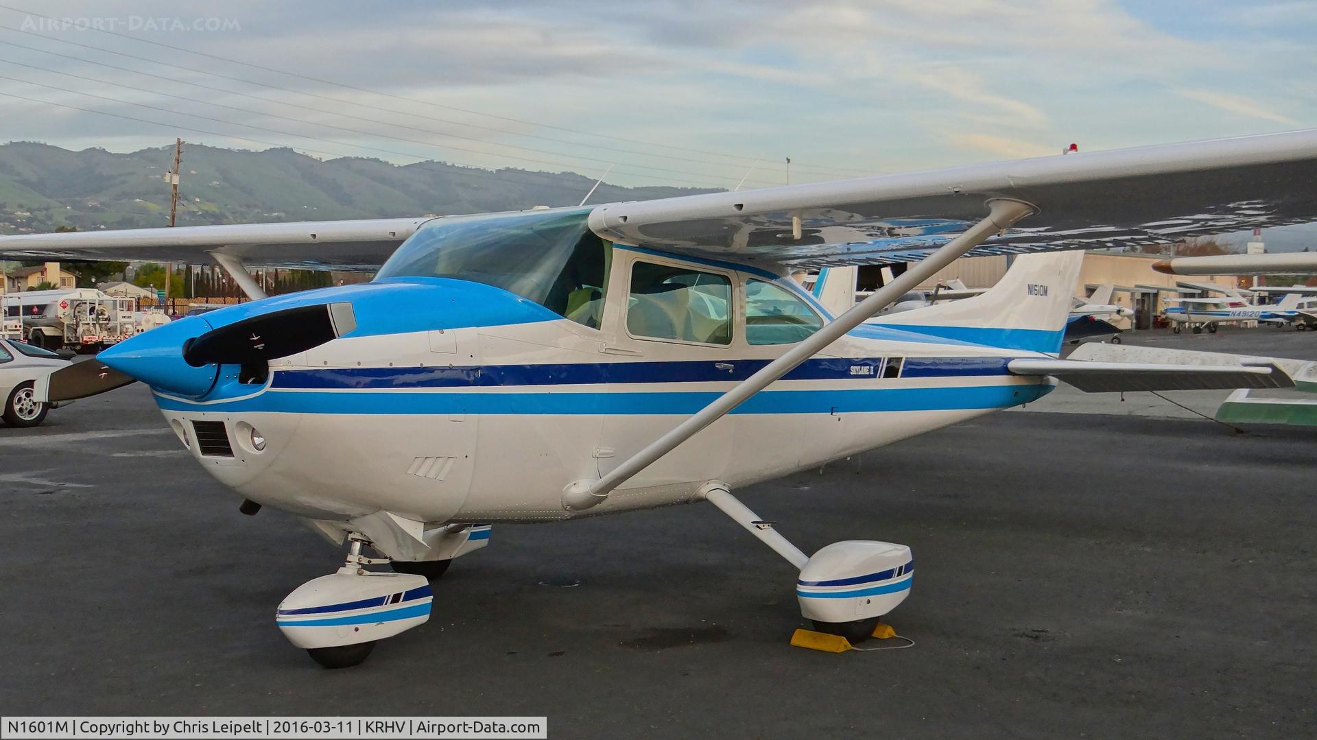 N1601M, 1976 Cessna 182P Skylane C/N 18264389, Locally-based 1976 Cessna 182P parked next to the Lafferty Aircraft Sales hangar at Reid Hillview Airport, San Jose, CA.