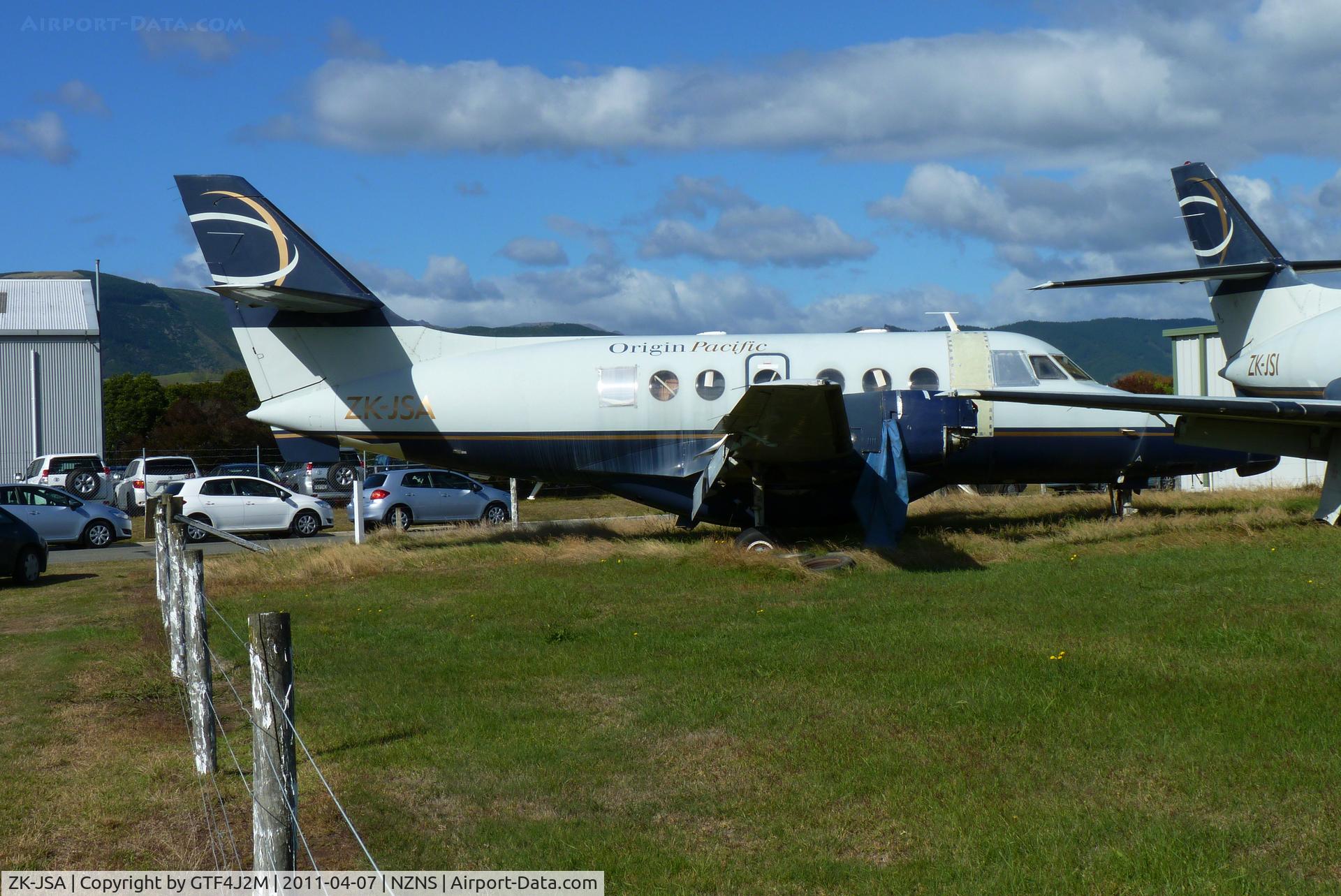 ZK-JSA, 1988 British Aerospace BAe-3109 Jetstream 31 C/N 839, ZK-JSA stored at Nelson 7.4.11 ex Origin Pacific AL