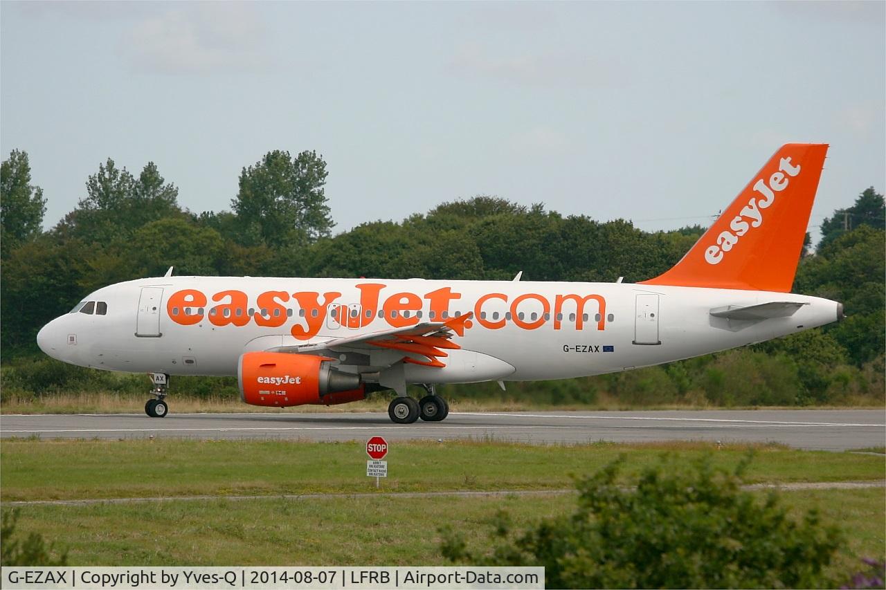 G-EZAX, 2006 Airbus A319-111 C/N 2818, Airbus A319-111, Lining up prior take off rwy 25L, Brest-Bretagne Airport (LFRB-BES)
